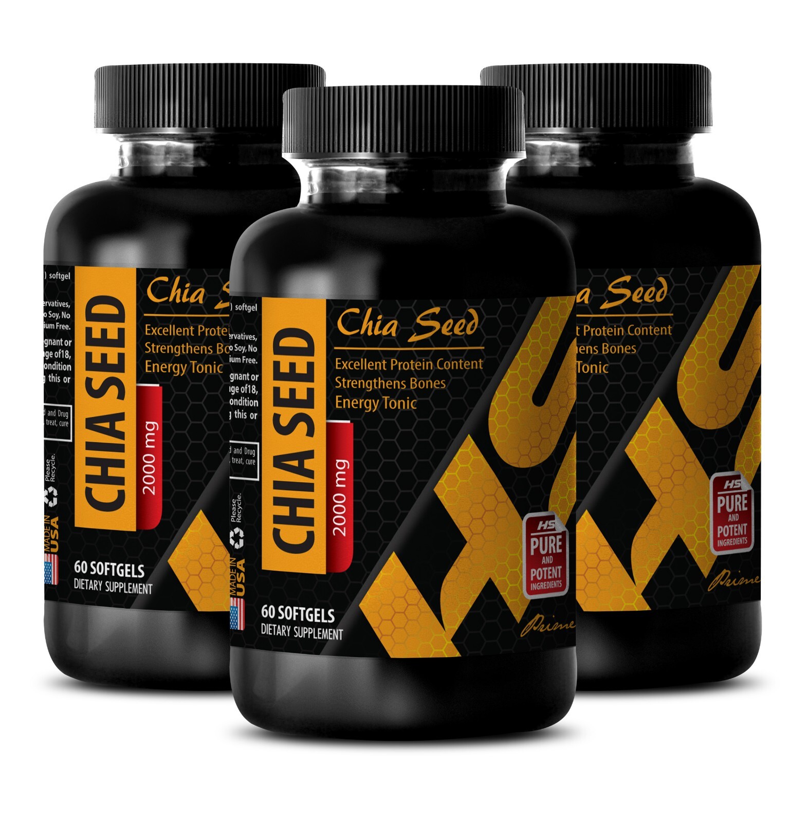 Dry hair treatment - CHIA SEED OIL - Shine-boosting oil 3 Bottles 180 Capsules