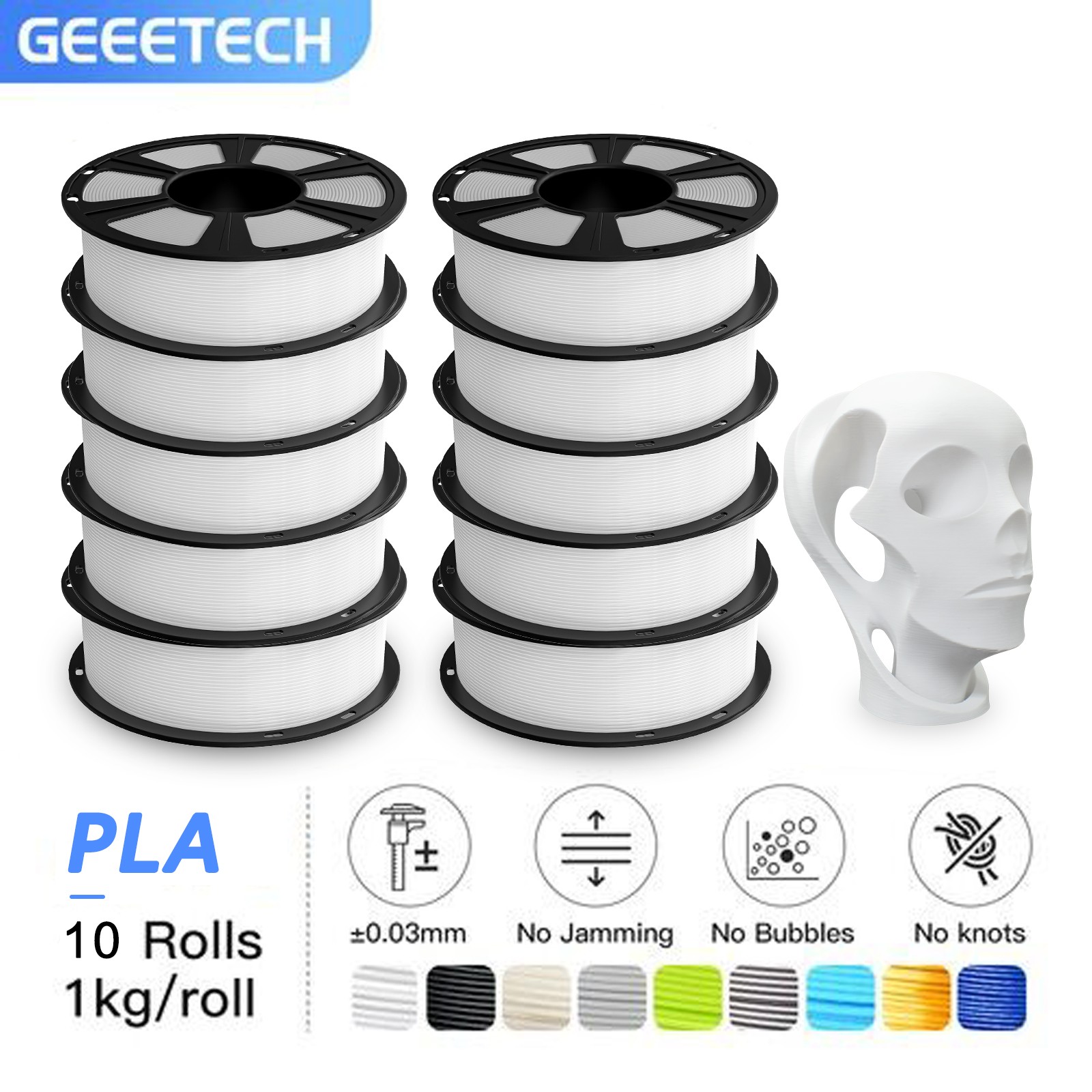 10KG Geeetech 3D Printer PLA Filaments 1.75mm Pringting Consumables PLA White