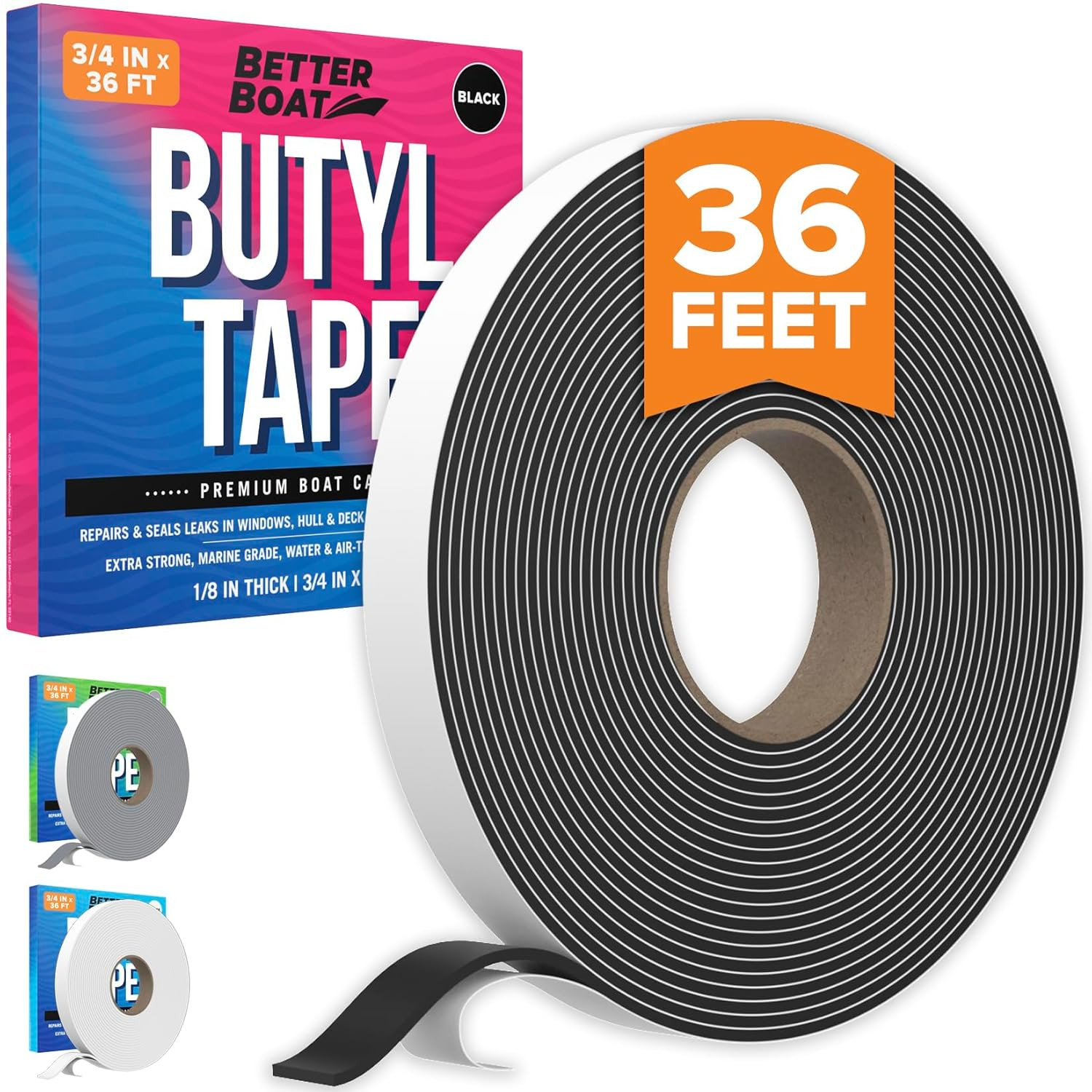 Butyl Tape RV Marine Window Seal Putty Tape 1/8 x 3/4 x 36 Ft Black