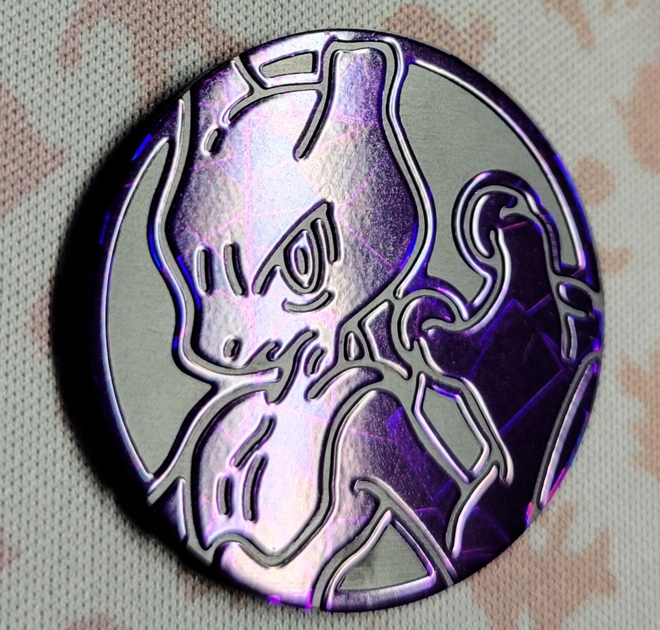 Mewtwo Purple Shard Cracked Ice Holo Pokemon TCG Collectors Flip Coin NEW