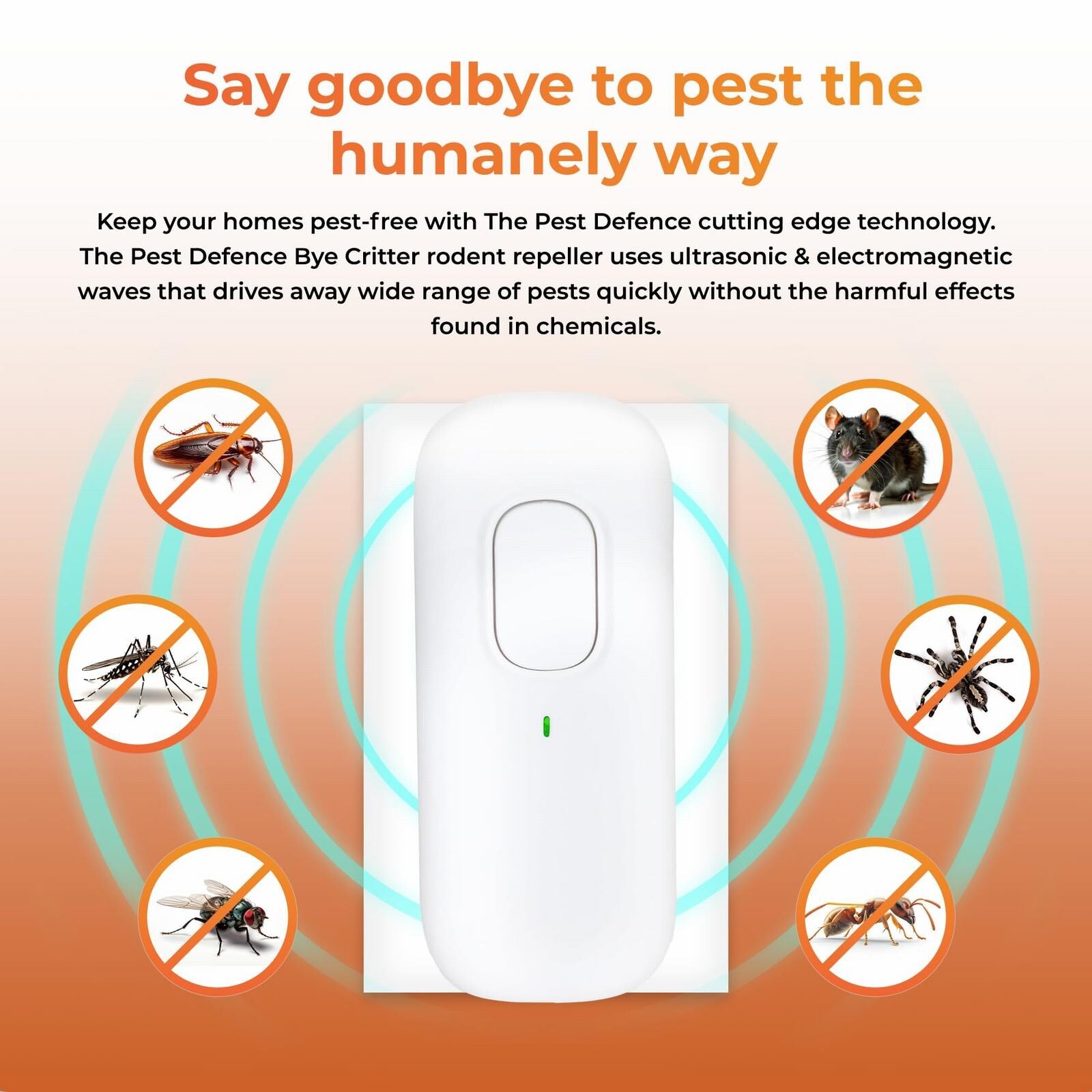 New Pest Defence Ultrasonic Pest Repeller, Ultrasonic Pest Repeller Plug USA 2PC