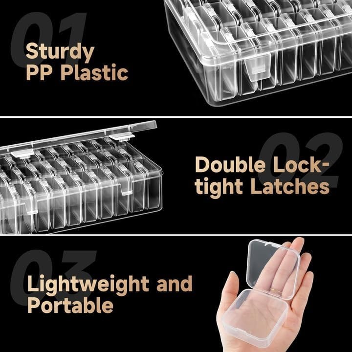 Bead Organizer Box, 31 Pcs Small Clear Plastic Bead Storage Cases, Mini Rectangl