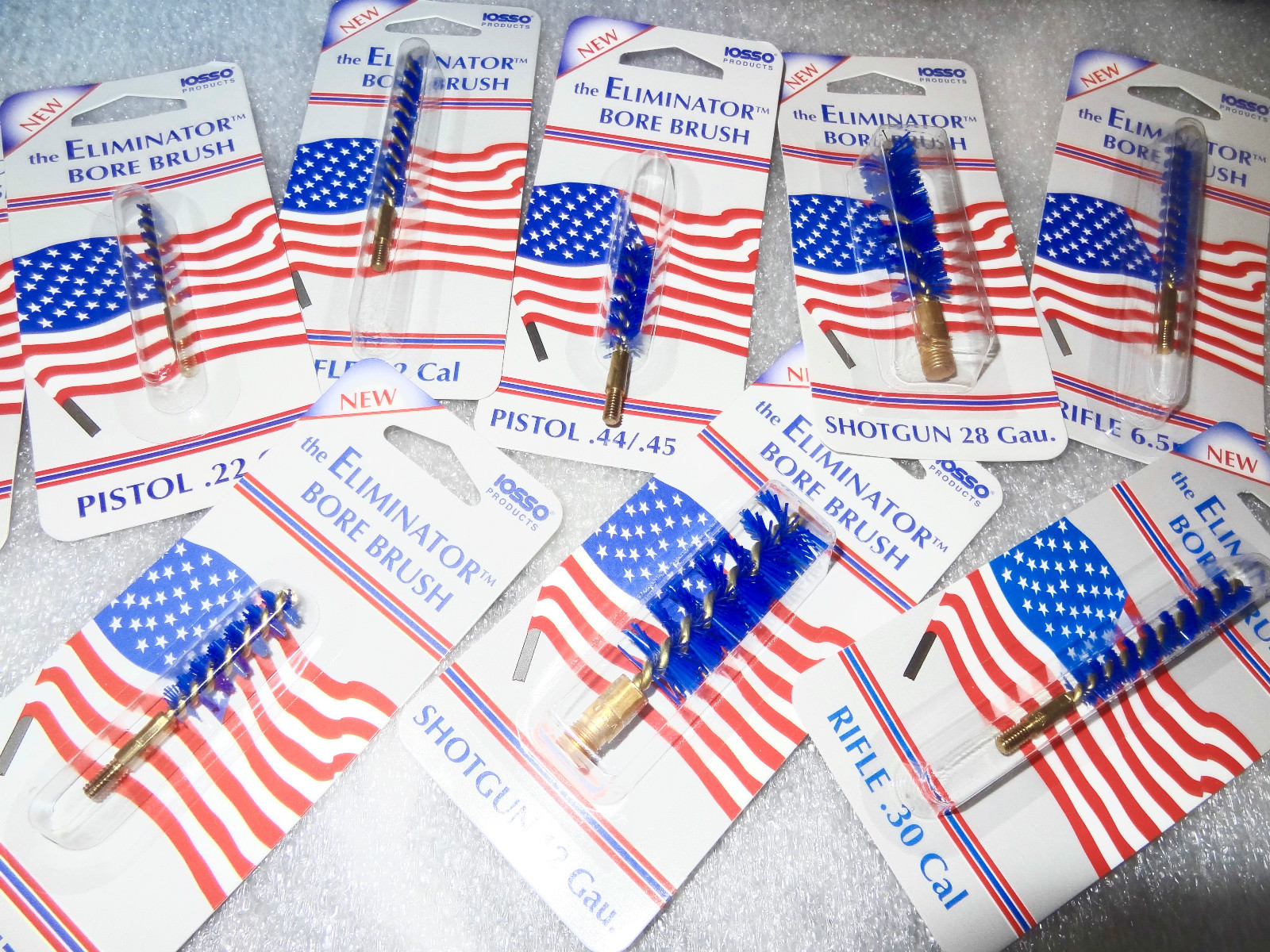 IOSSO Eliminator Blue Nyflex Gun Bore Cleaning Brushes-USA See Multi Variations