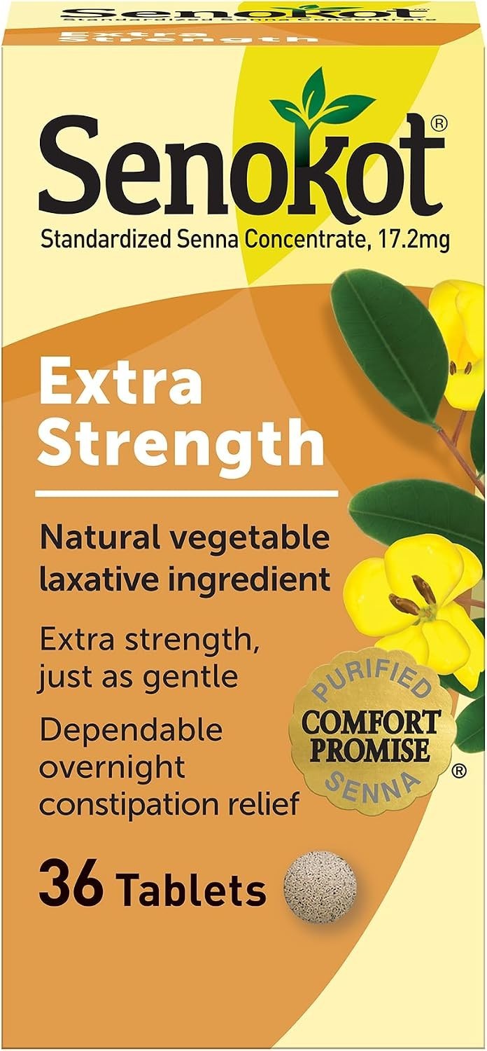 Extra Strength Senna Laxative Tablets 36 Ct Overnight Constipation Relief Adults