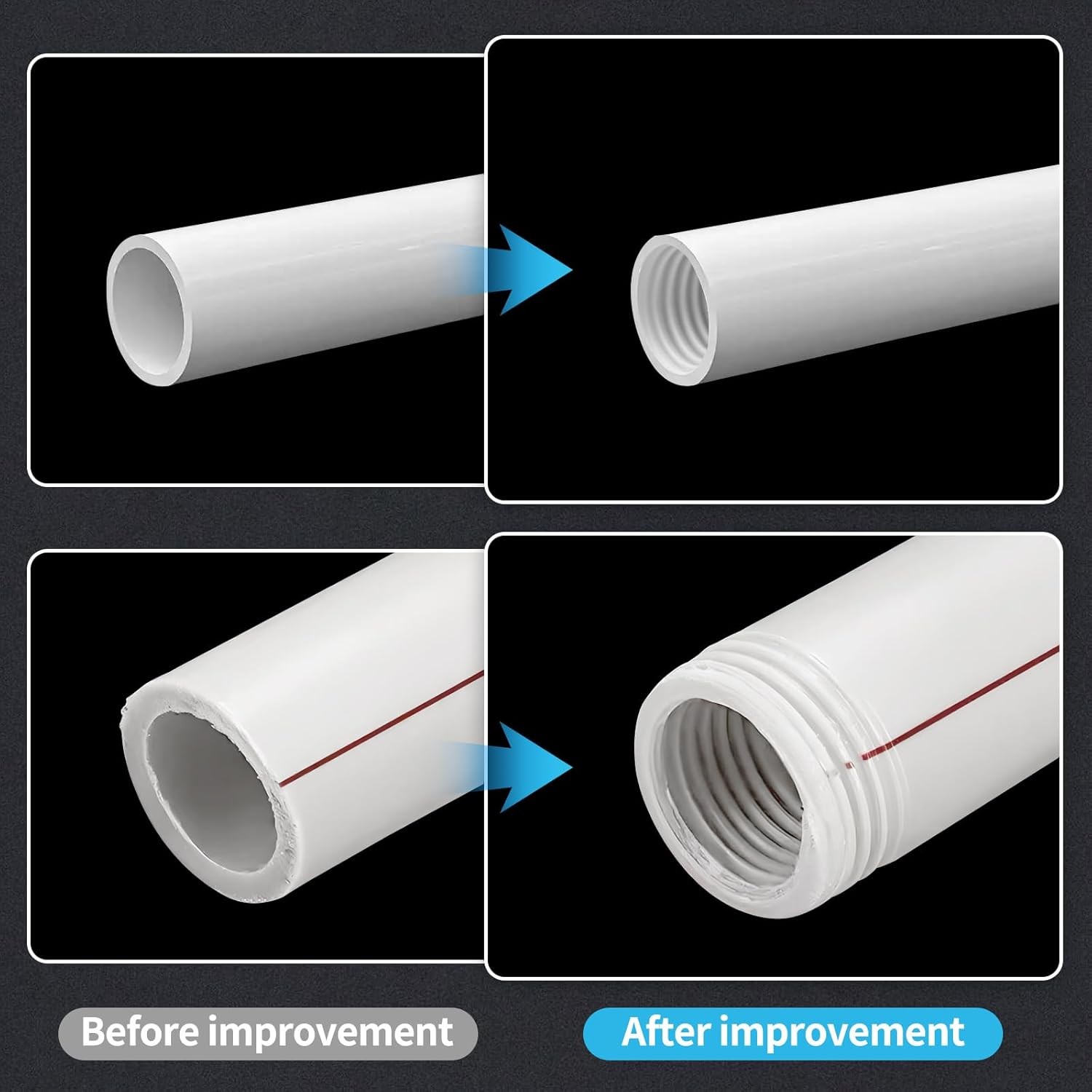 3PCS PVC Pipe Threader Kit - Dual-Function Internal & External Pipe Threading To