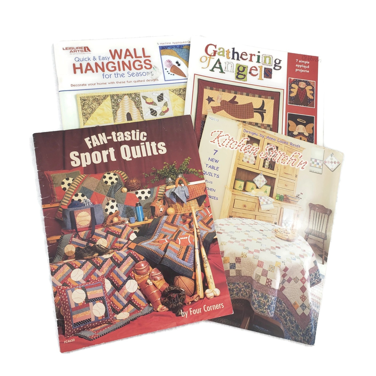 4 Quilting Pattern Booklets Lot Sports Angels Primitive Patchwork Quilts Books