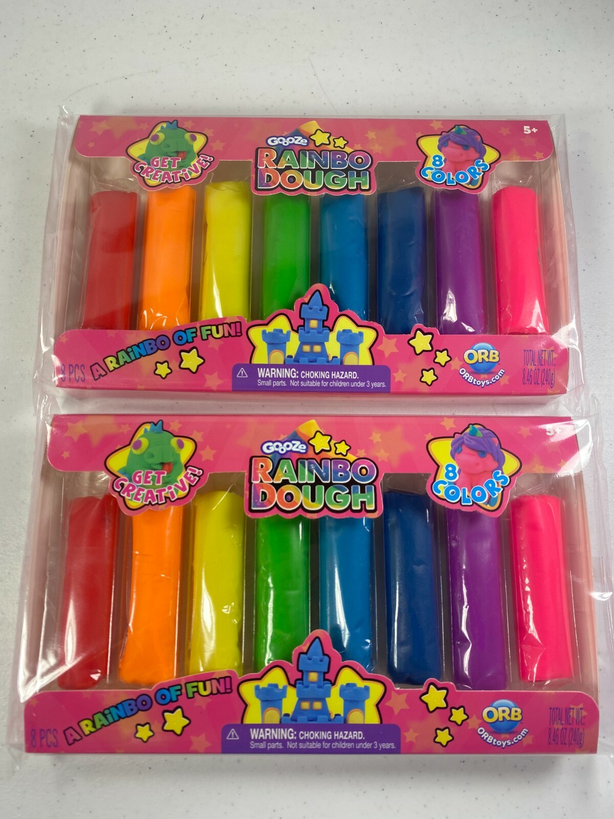 Lot of 2 Packages Goooze Rainbow Dough -  8 Colors per package