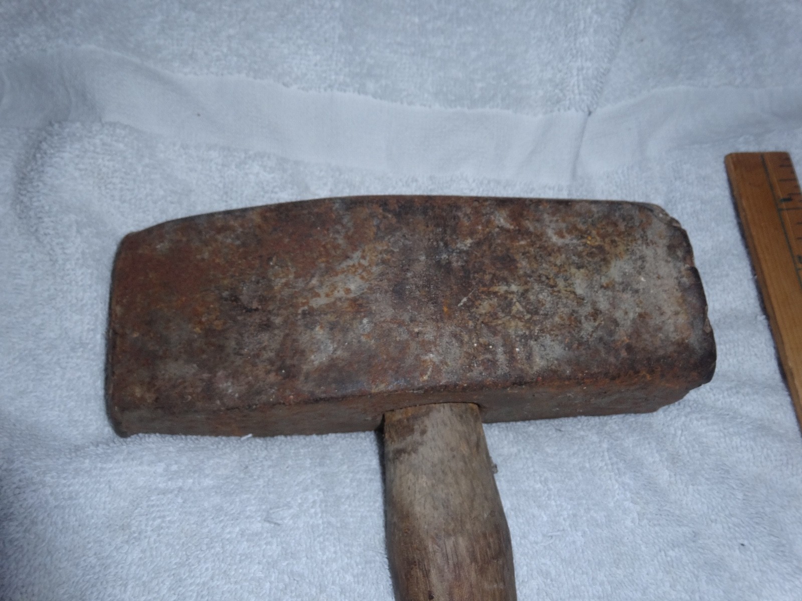 ANTIQUE ORIGINAL PLUMB 37" WOOD METAL BLACKSMITH SLEDGE HAMMER TOOL MALLET 15 LB