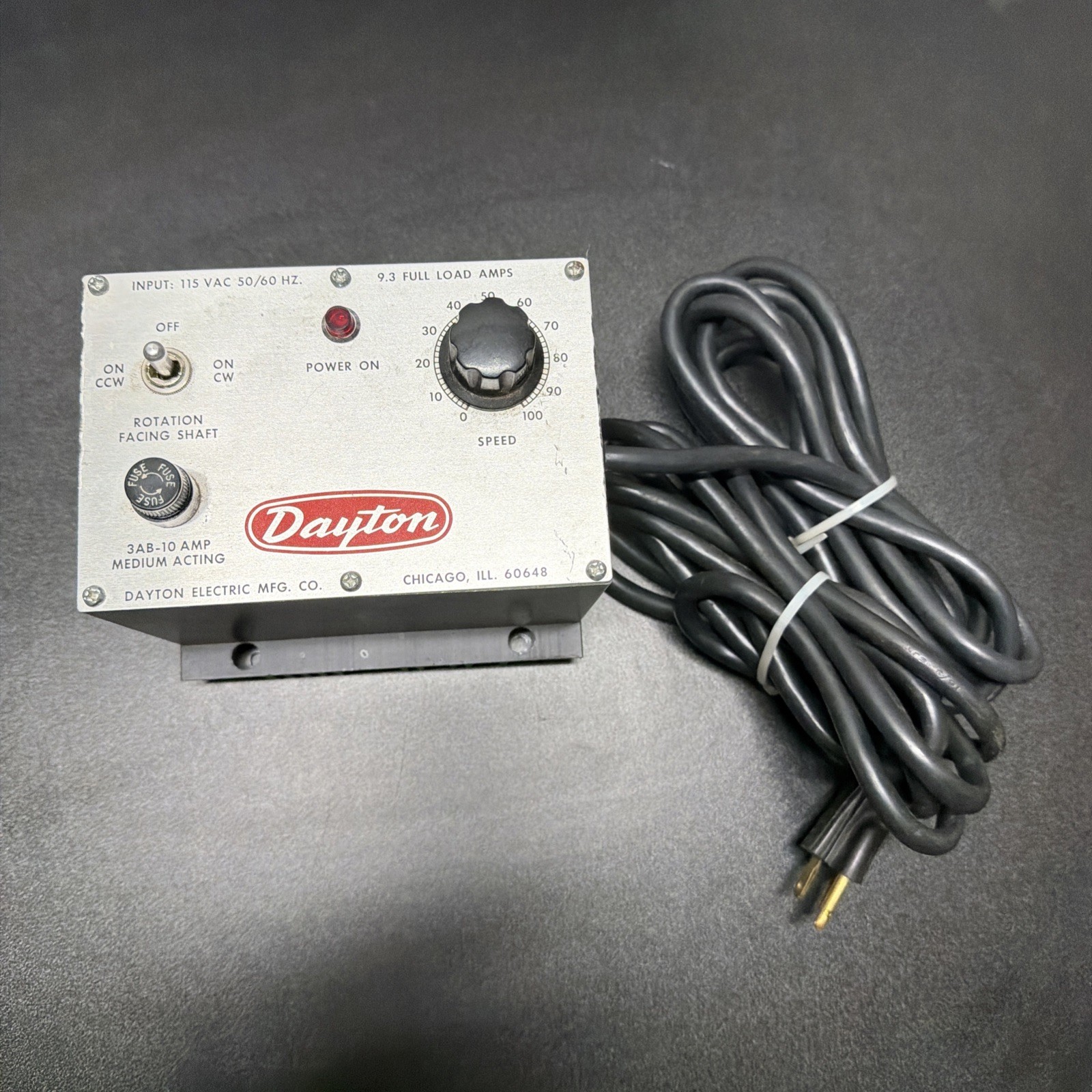 Dayton Motor Speed Controller 3AB-10 AMP