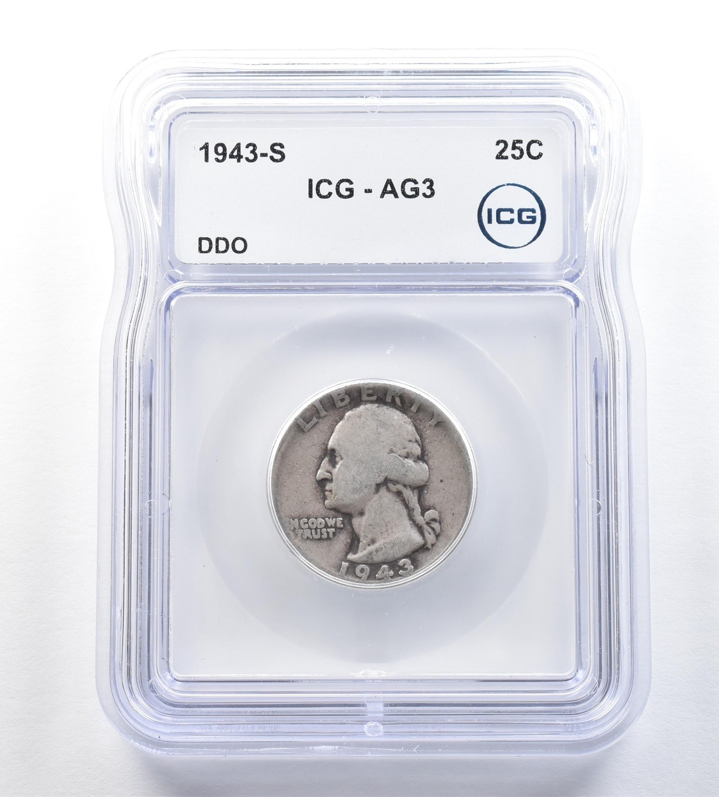 1943-S Washington Quarter DDO AG3 ICG Lowball *0542