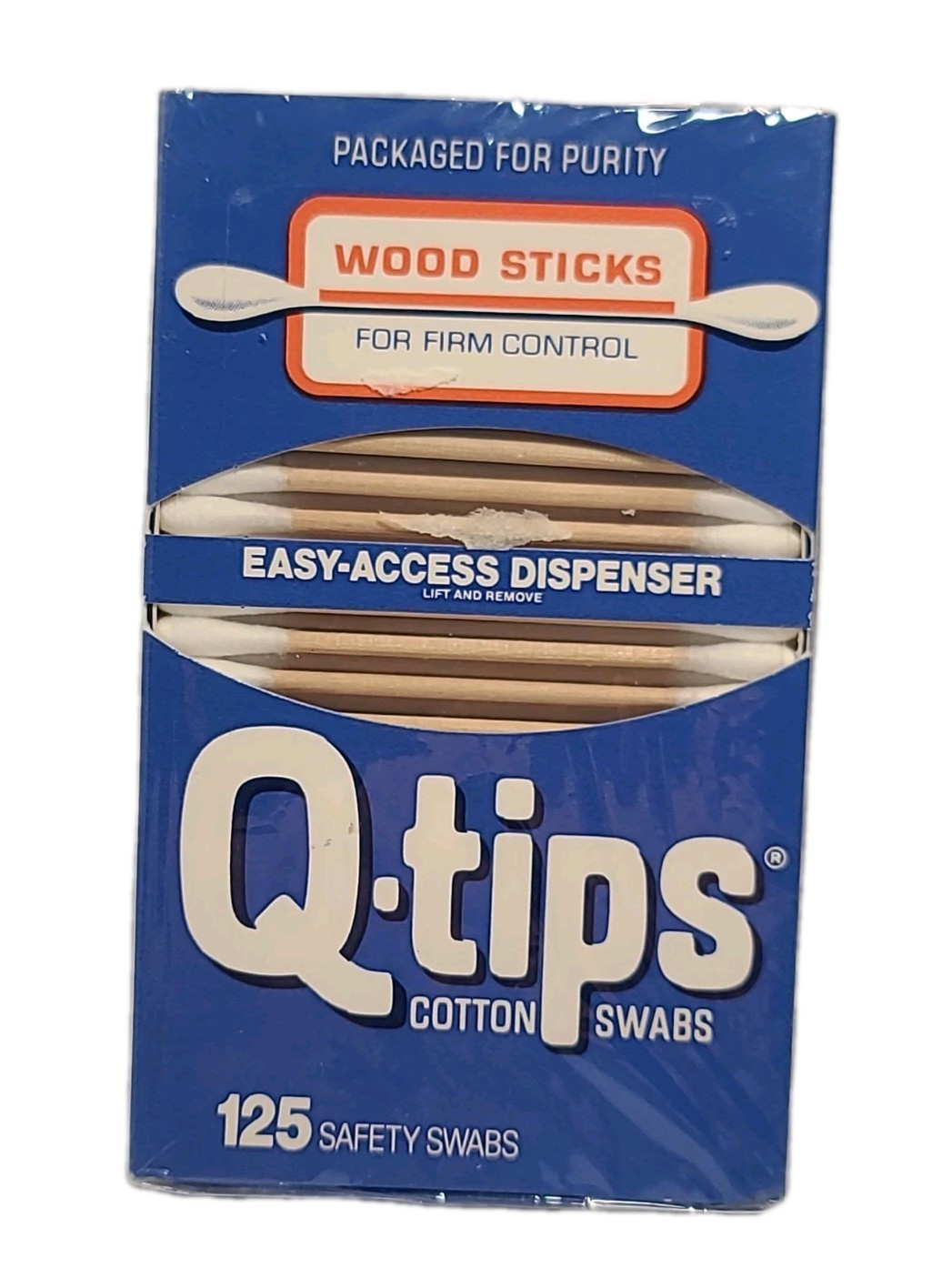 ( 1 ) Vintage Q-TIPS • WOOD STICKS• 125 COTTON SWABS  • SEALED Q-Tips