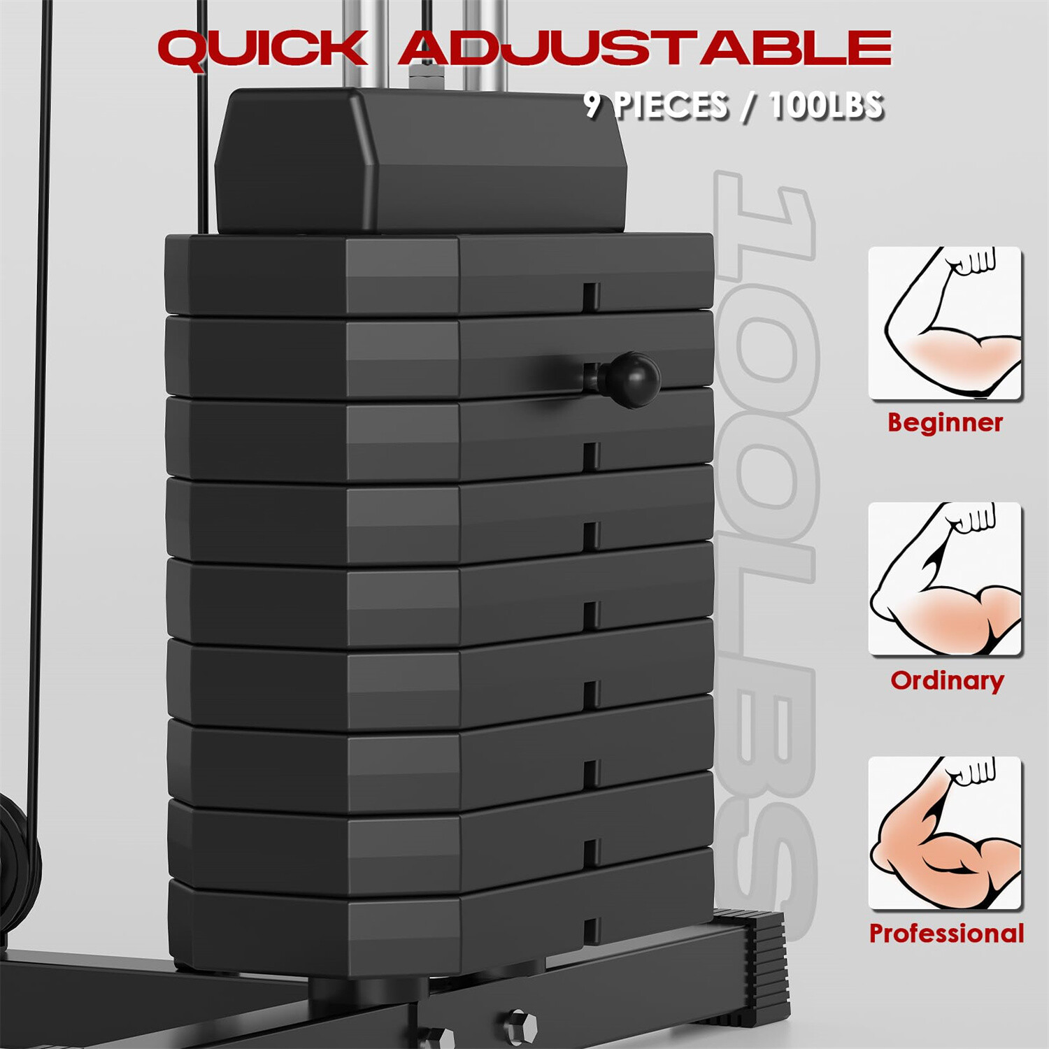 ☑️Home Gym Machine System with 100LBS Weight Stack Multifunctional Weight Machin