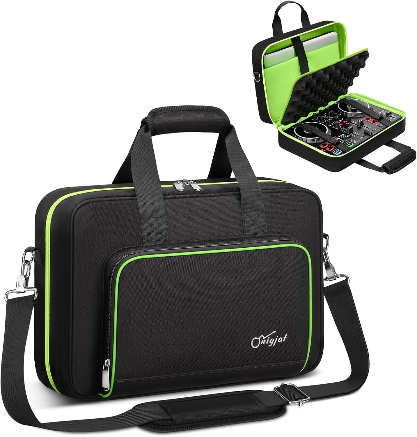 Stylish DJ Controller Bag with Solid Pattern and Organized Storage Compartments
