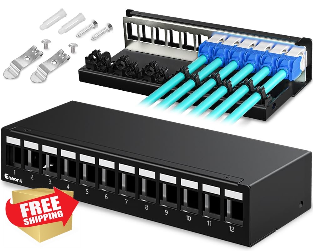 Enmane 12 Port Keystone Patch Panel 1U STPandUTP 1 Pack