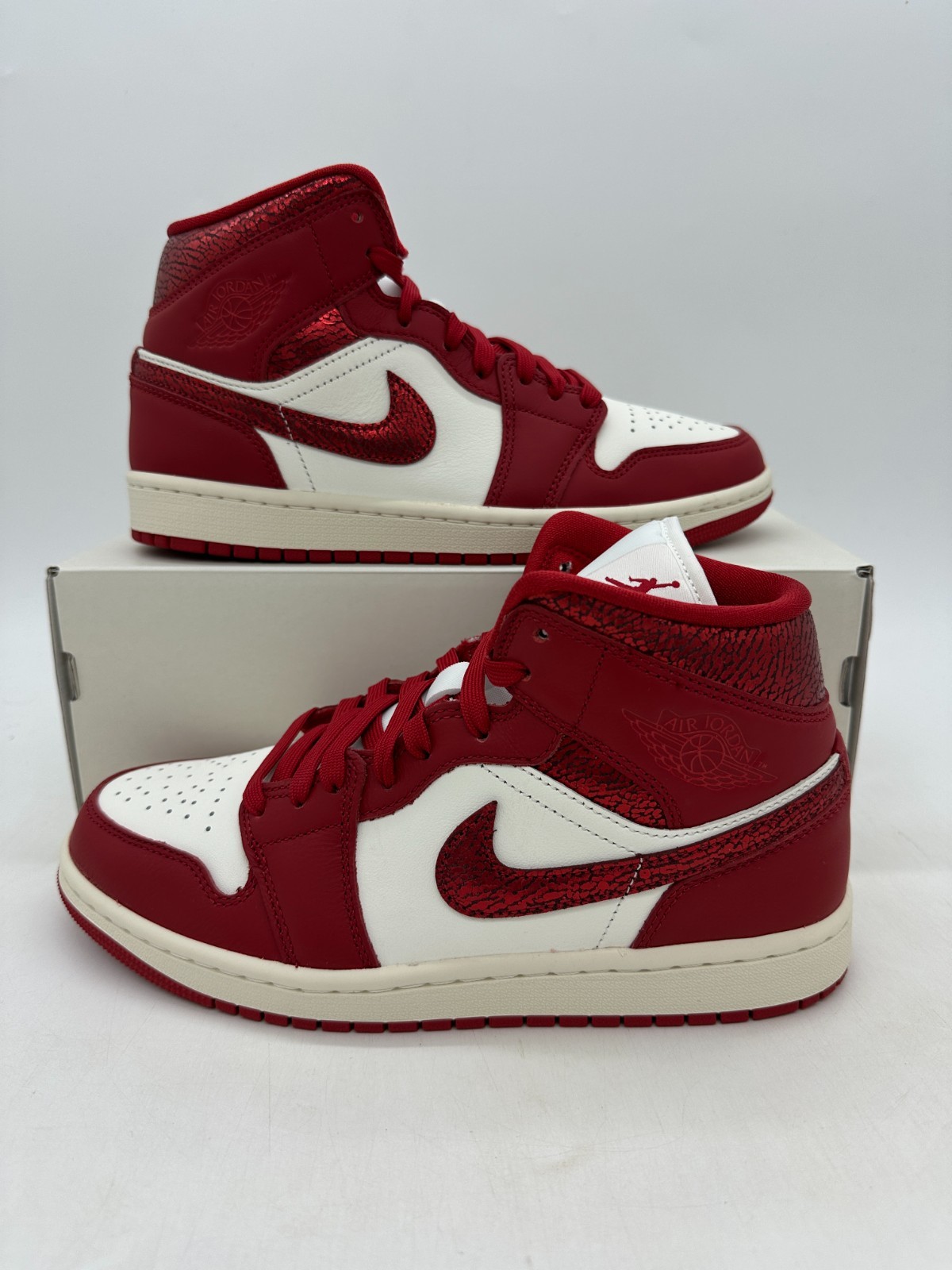 Air Jordan 1 Mid SE Women's Size 9 Red Sail Leather Athletic Shoes HJ9337 106