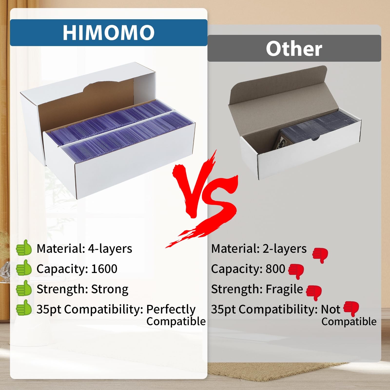 HIMOMO Trading Card Storage Box 1600 Count Bulk Sports Cards Cases Graded Cardbo