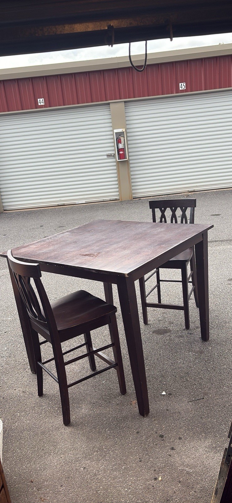 3 Piece Pub Dining Set High Top Table w/ 2 Chairs Dark Wood Counter Height