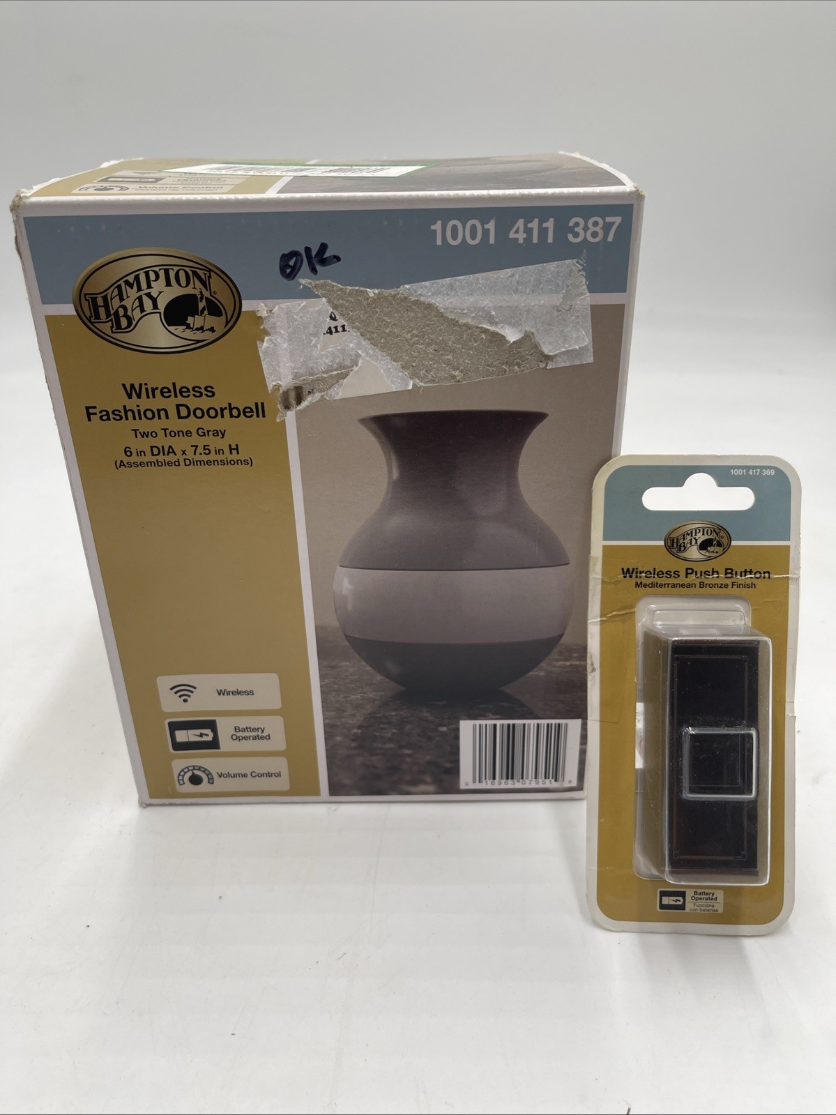 Hampton Bay Wireless Fashion Vase Door Bell Push Button Included 1001 411 387