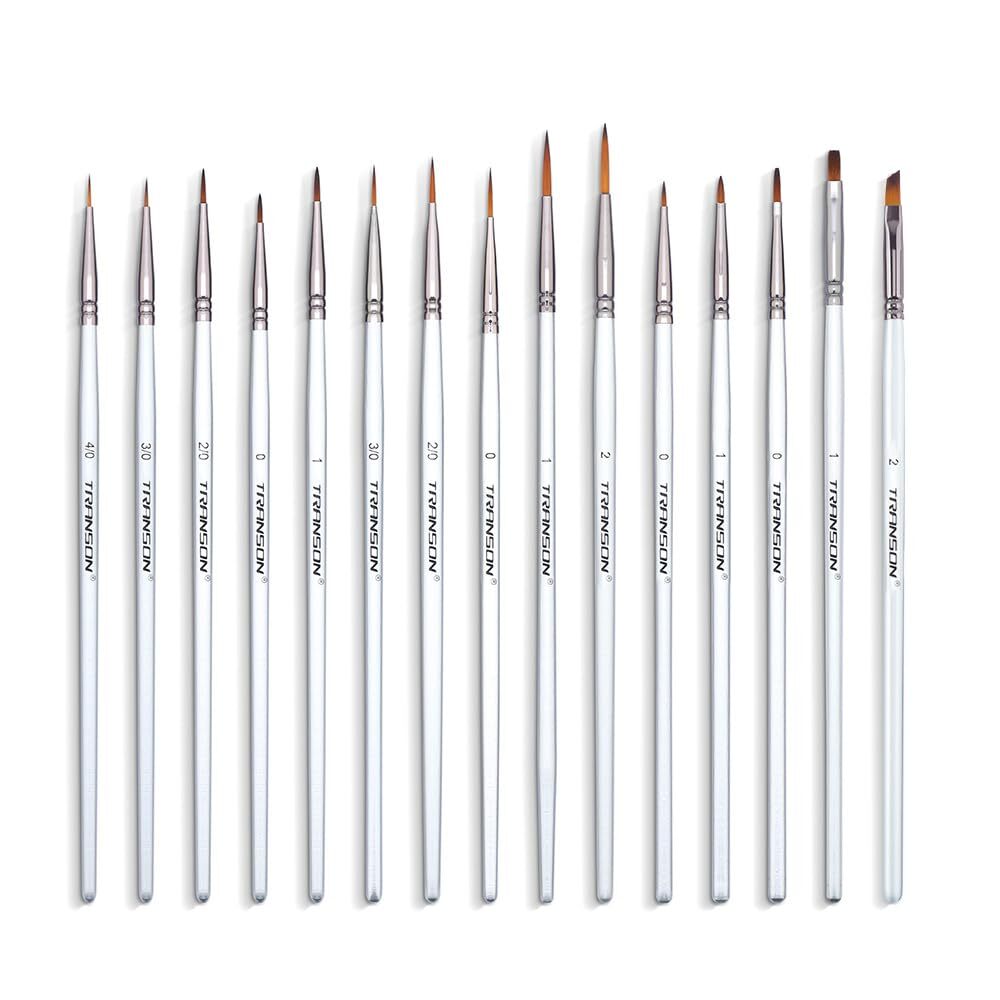 Fine Detail Paint Brush Set 15-Piece for Miniature Craft Acrylic Watercolor Art