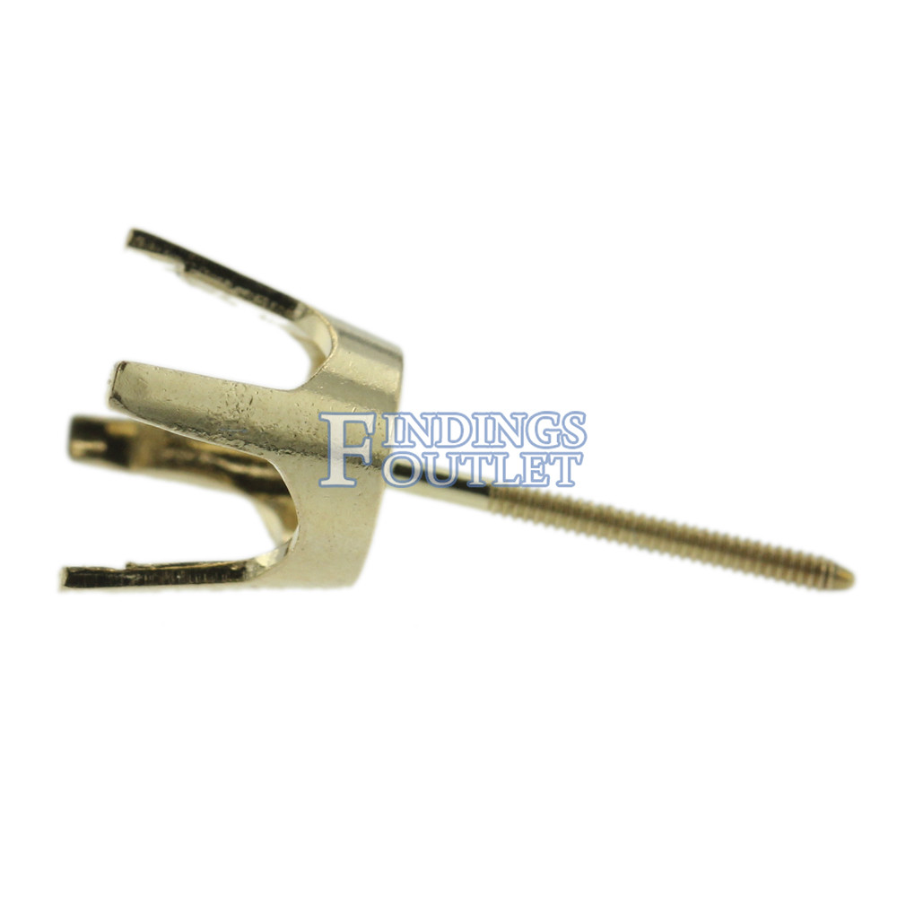 14k Yellow Gold Round Stud Earring Mounting Setting Screw Back Post 4 Prong