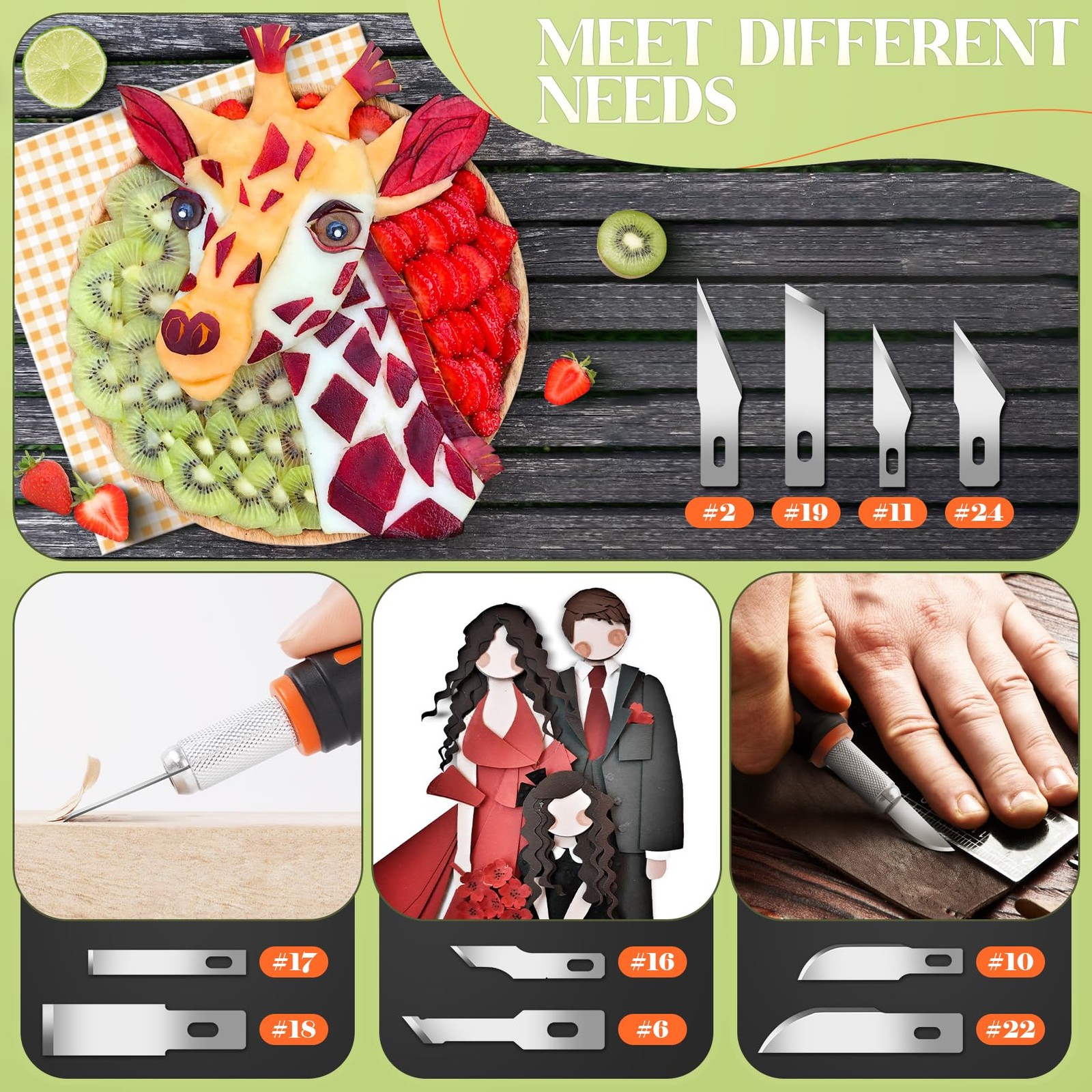 16 Pcs Exacto Knife Set, 3 Craft Knife and 13 SK5 Steel Blades, Precision Hob...