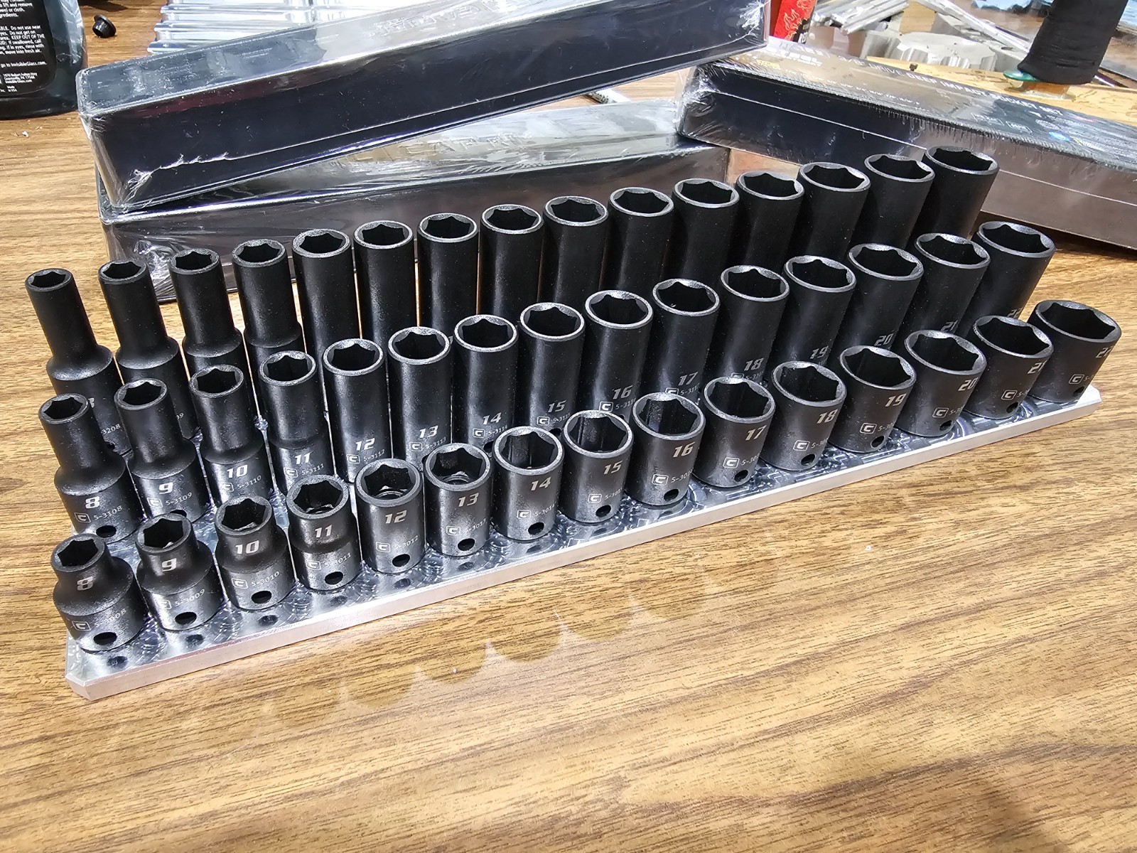 3/8 Drive Socket Organizer 3 Row 6-20 METRIC - TOOLBOX BILLET
