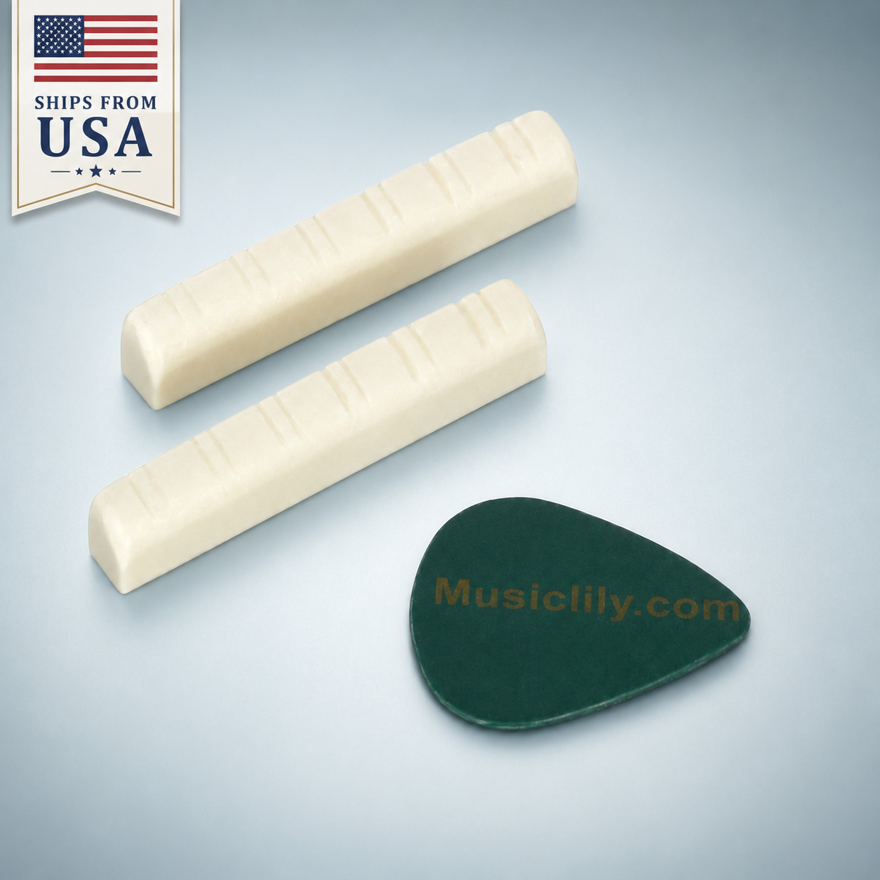 Musiclily 49mm Bone Nuts 12-String Acoustic Guitar Pre-Slotted Set of 2  w/ Pick