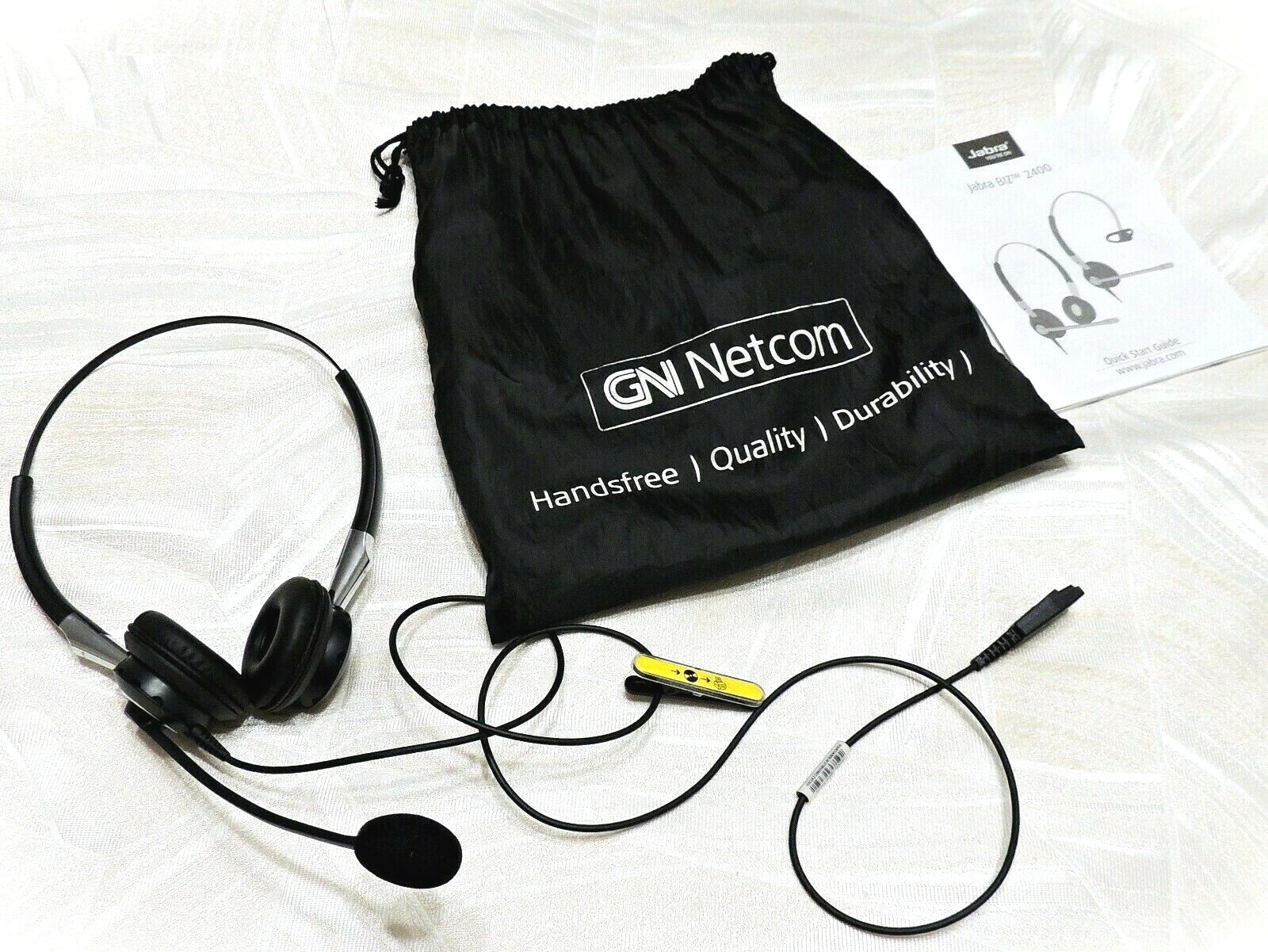JABRA BIZ 2400 Duo USB Black Headband Headset w/Microphone Storage Bag Guide
