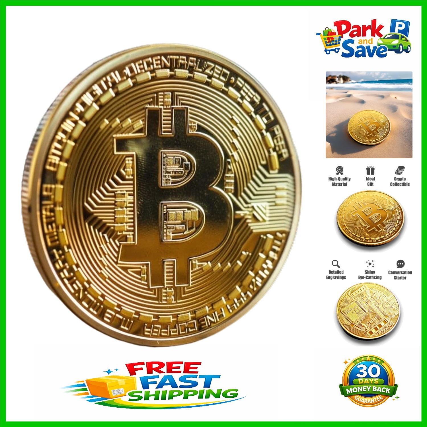 Limited Edition Bitcoin Coin - Commemorative Collectible in Acrylic Display Case