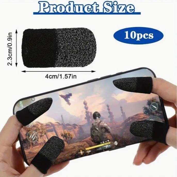 10 Pcs Screen PUBG Gaming Finger Sleeve Game Controller Mobile Sweatproof Gloves
