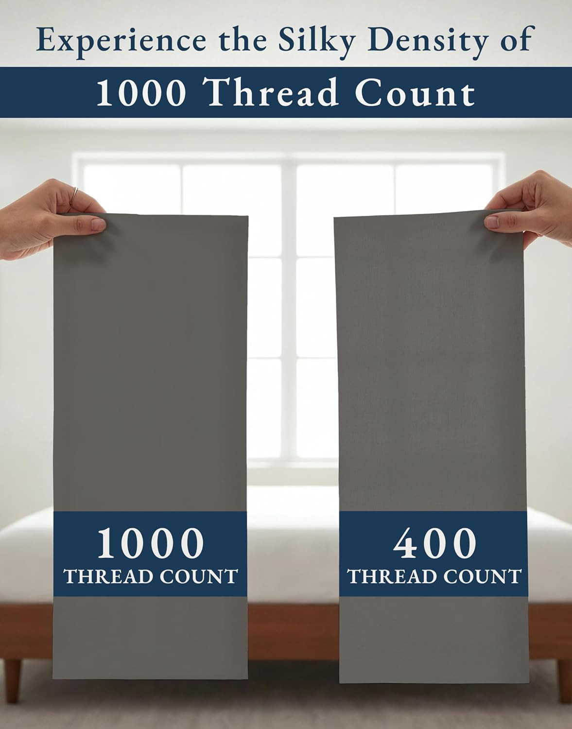 Queen Size 1000 Thread Count Egyptian Cotton Sheets Set - Charcoal, 15" Deep Poc