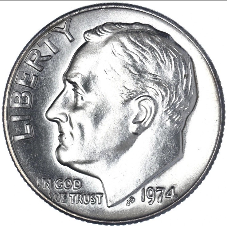 1974 S Roosevelt Dime Gem Proof From Set (One Coin) CN-Clad