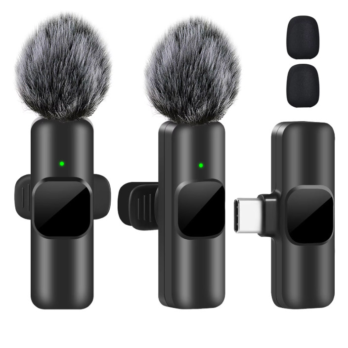 Wireless Lavalier Microphone for iphone android USB-C Lightning mini mic set