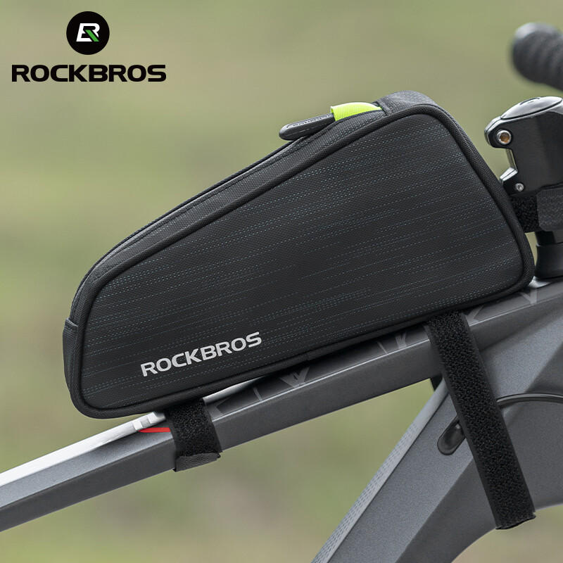 ROCKBROS Portable Bicycle Front Frame Top Tube Bag Bike Triangle Bag Black 1.1L