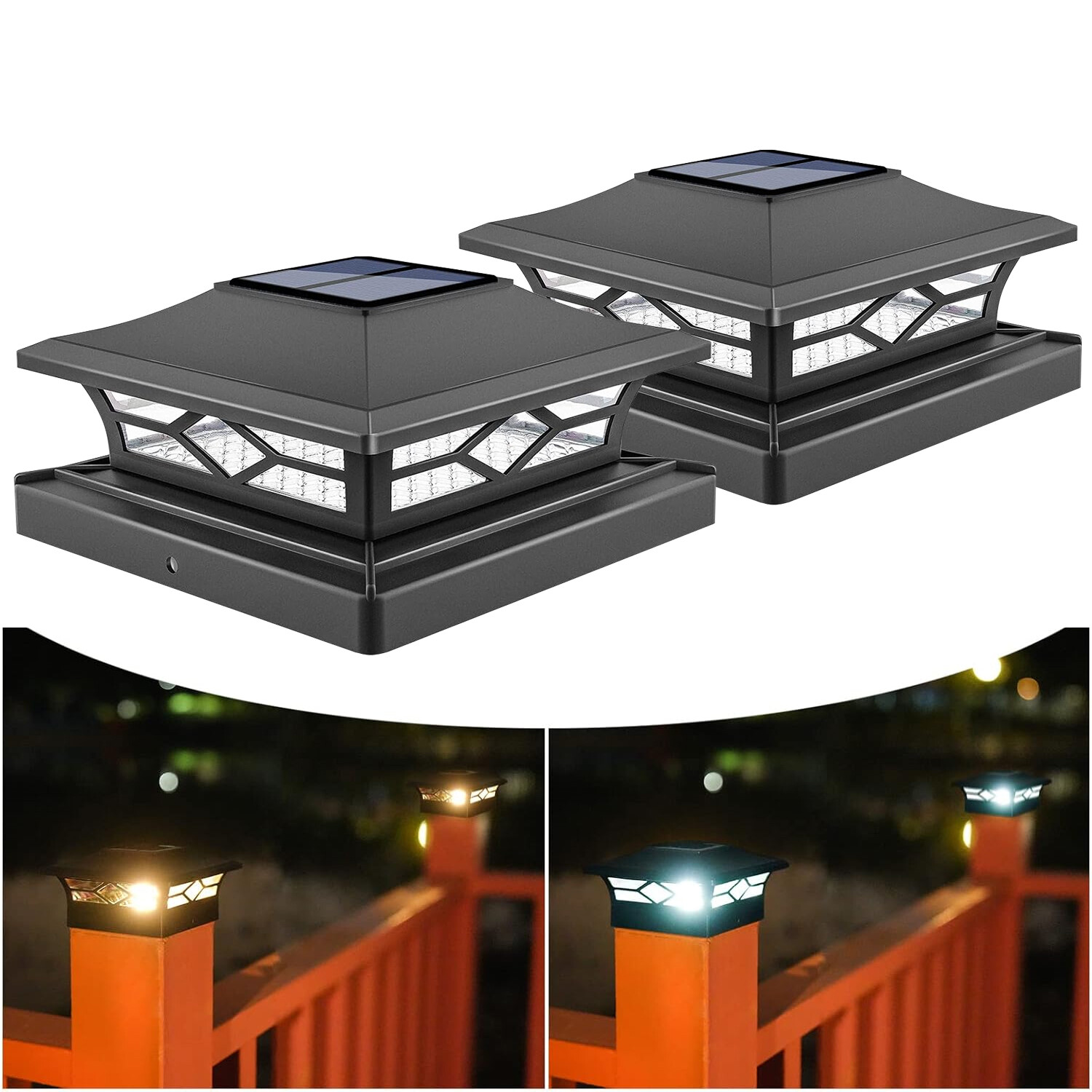 2/4/6 Pack Solar Post Deck Cap Lights Outdoor Garden Fence Landscape Lamp Vinyl