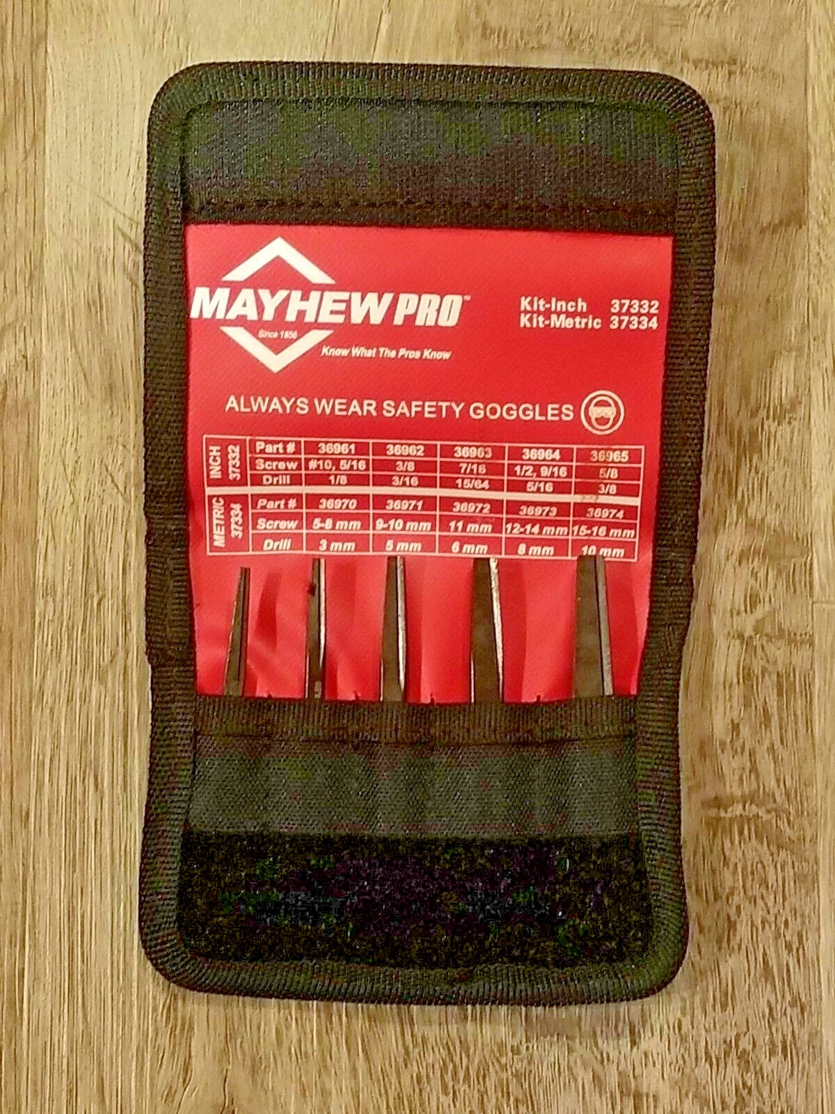 Mayhew PRO 5pc Square Screw Extractor Set w/ Pouch, Made in the USA #37332