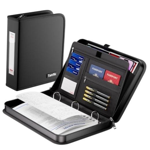 Fireproof 3 Ring Binder with Zipper, 1.5 Inch D Ring Binder, Black | Hold Up