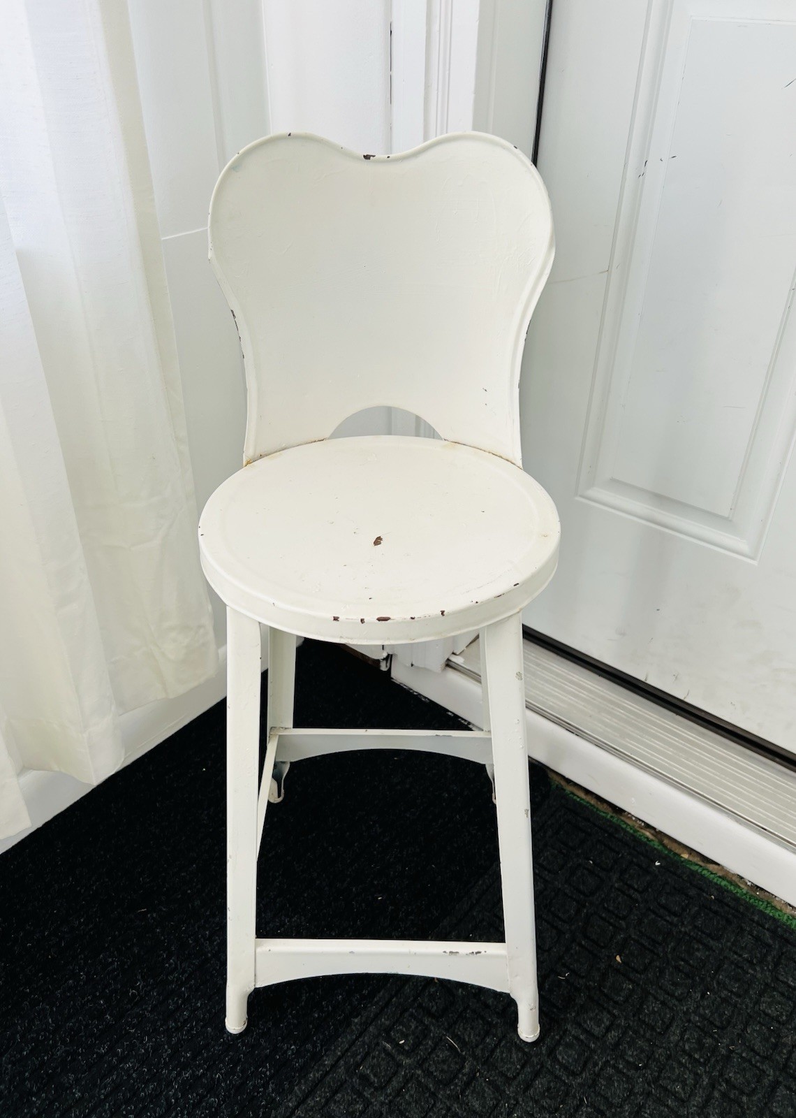 Vintage Steel Industrial Stool Metal High Back High Chair Farmhouse Kitchen 31”