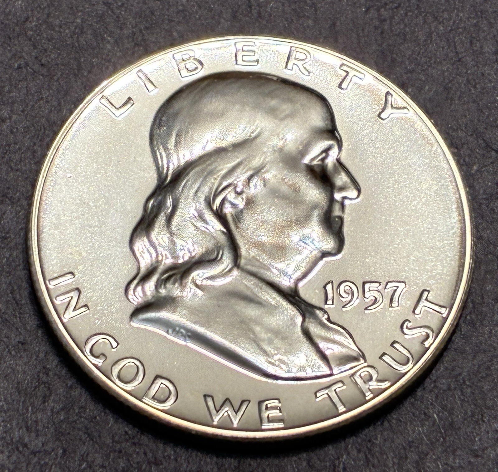 1957 Uncirculated Proof Philadelphia Mint Silver Franklin Half