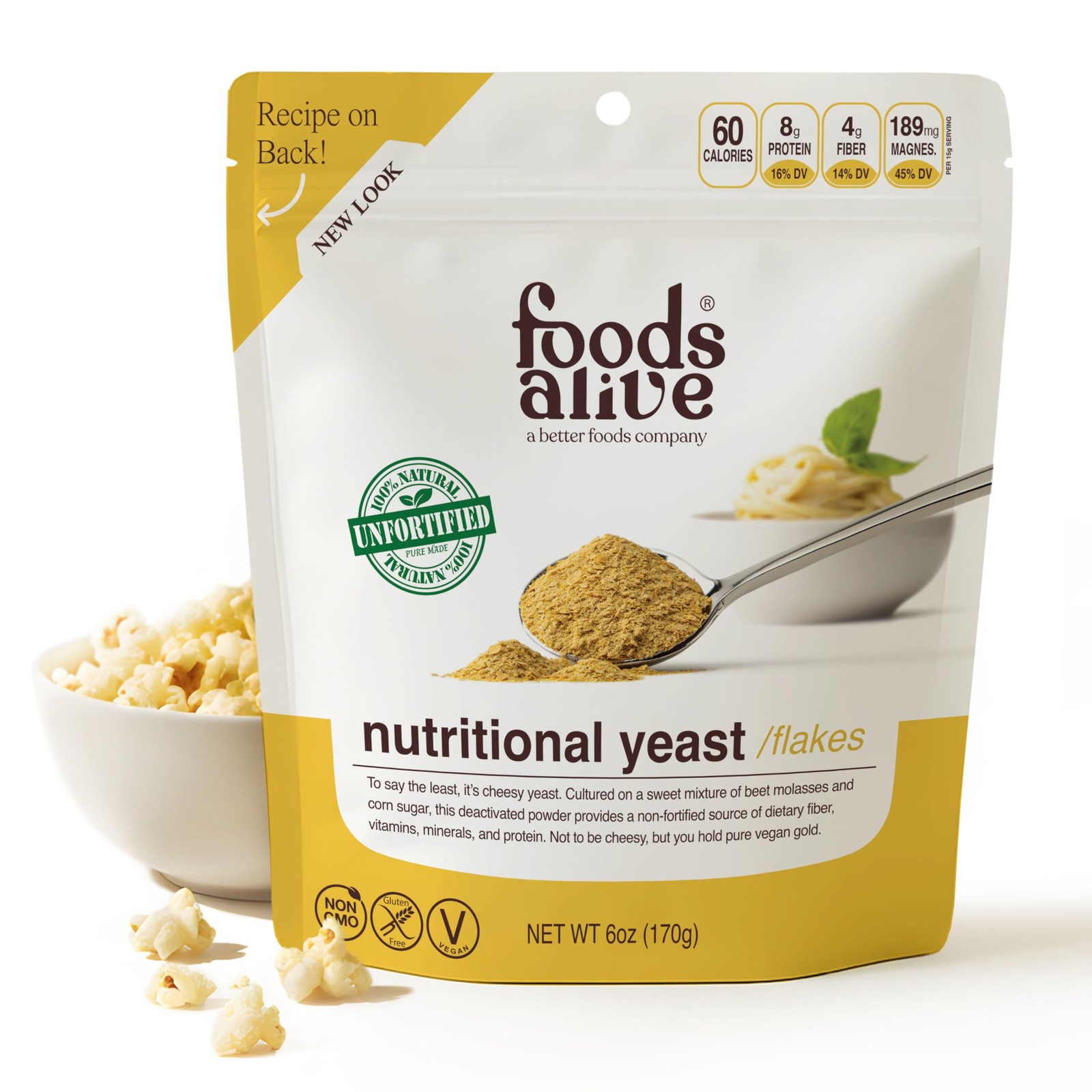Unfortified Nutritional Yeast Flakes Vegan 6 oz