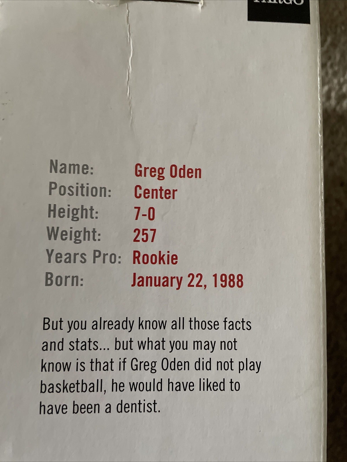 wells fargo Greg Oden Bobblehead in box