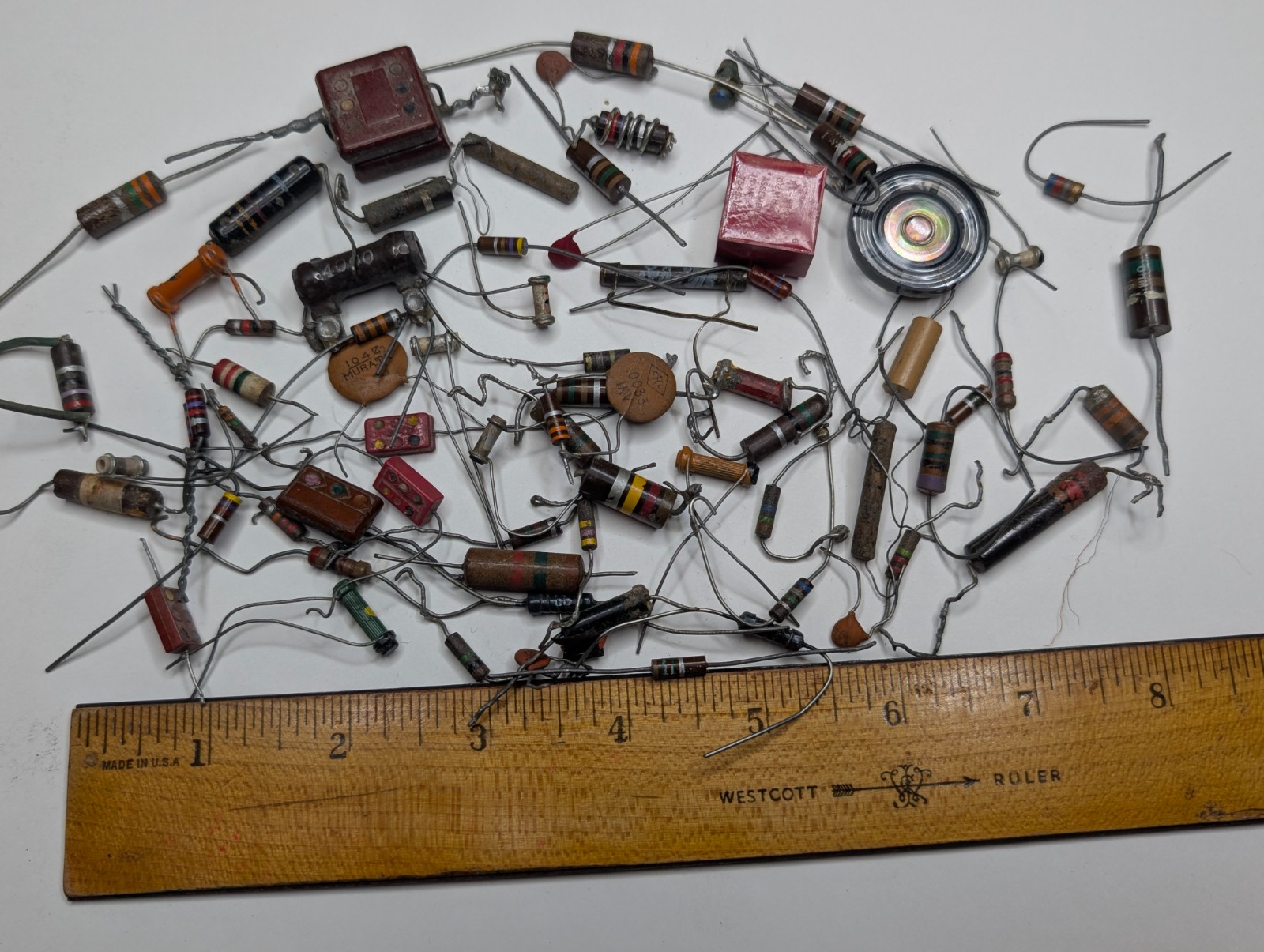 x60 LOT Mixed Vtg Electronic Components Resistors Capacitors Radio Repair Parts