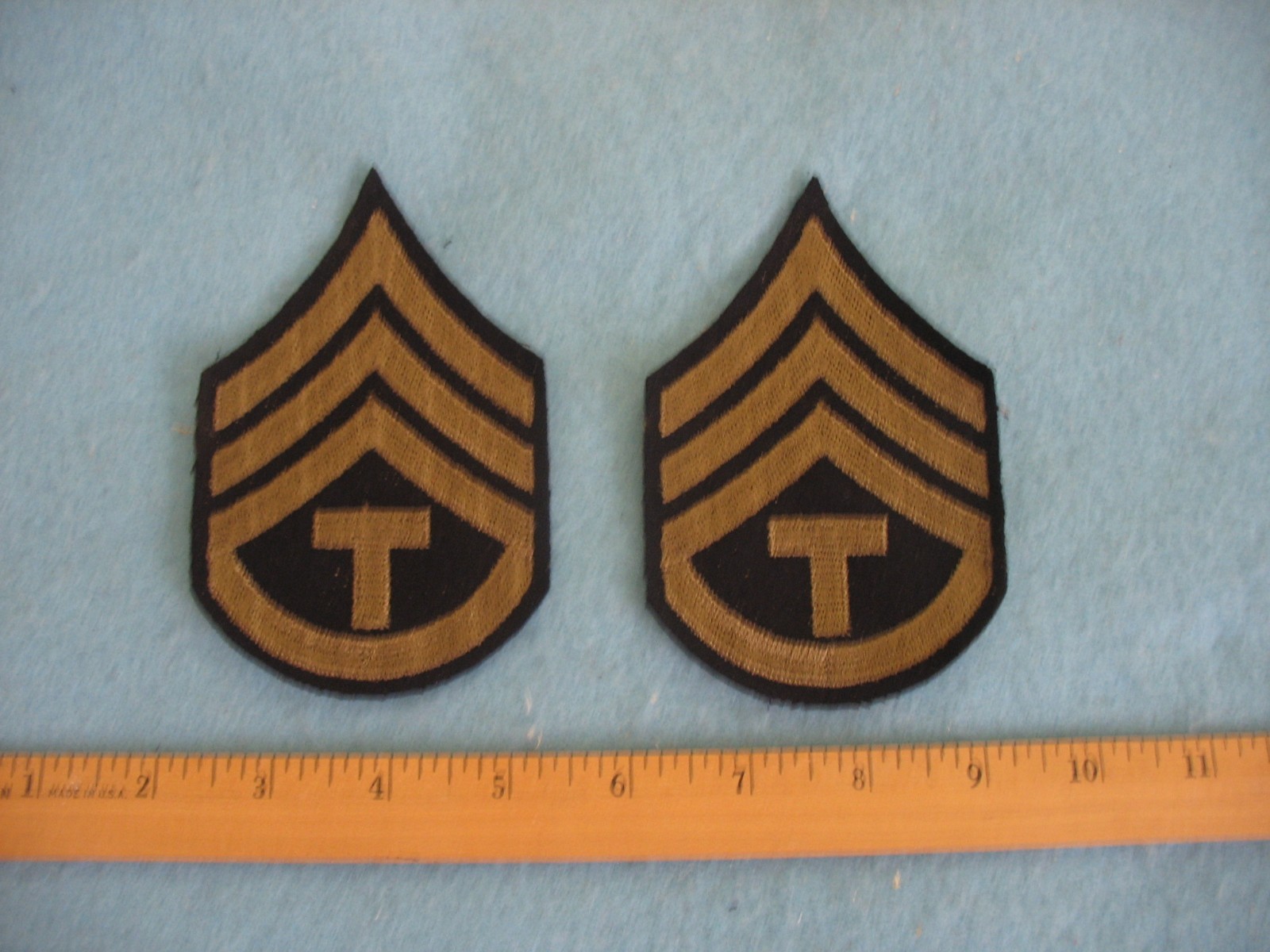 WWII US Army Technician 3rd Grade Sgt Stripes Chevrons on wool, mint.