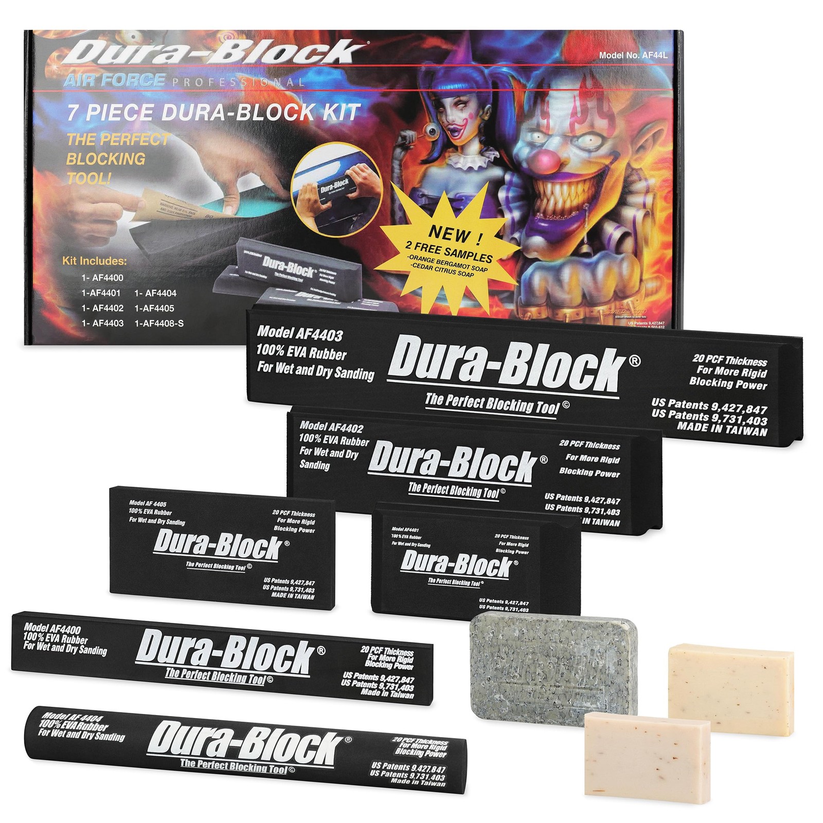 Trade Associates AF44L 7 Piece Dura Block Sanding Kit PSA Attachment, Black