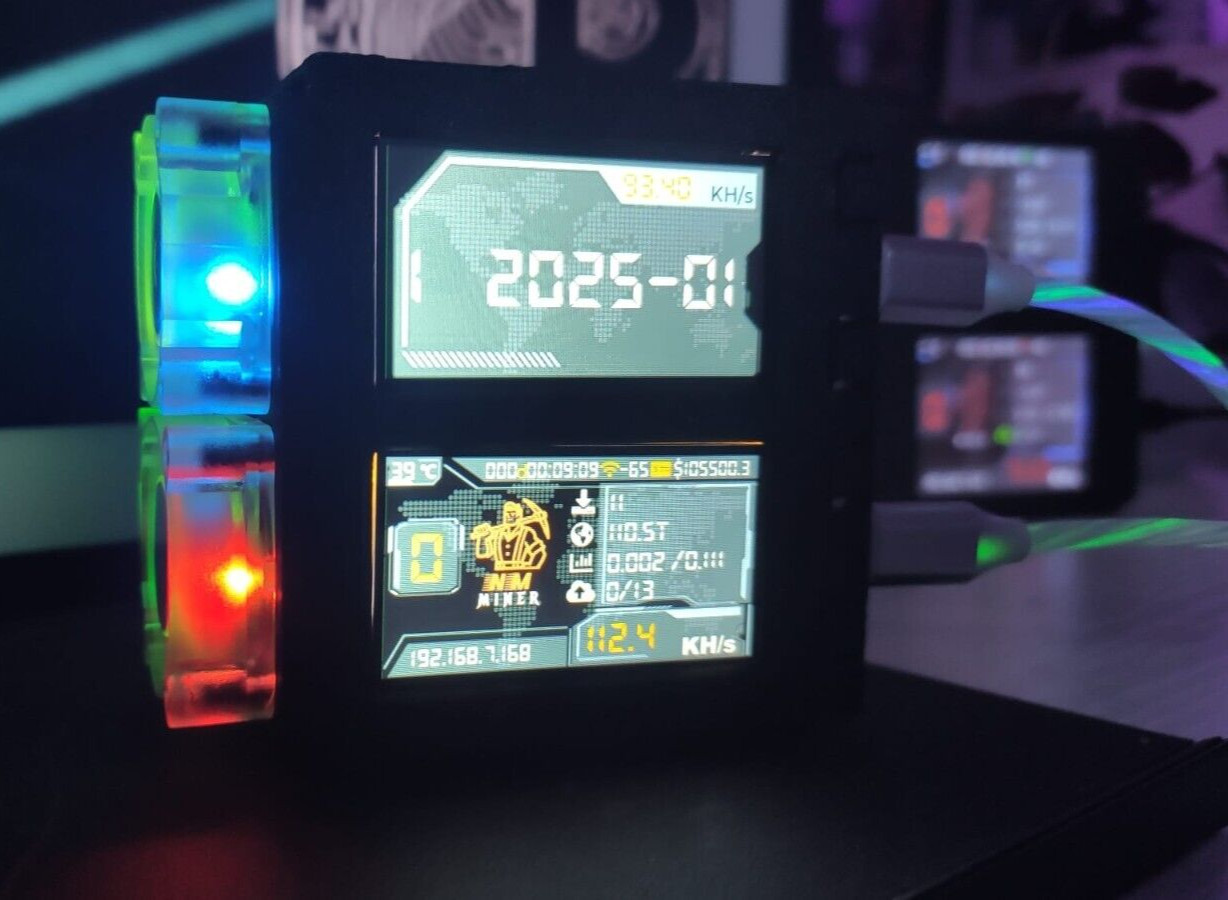 UPGRADED Dual RGB Cooled Nerd Miner 300+kh/s per Miner- - BTC, BCH, XEC, DGB