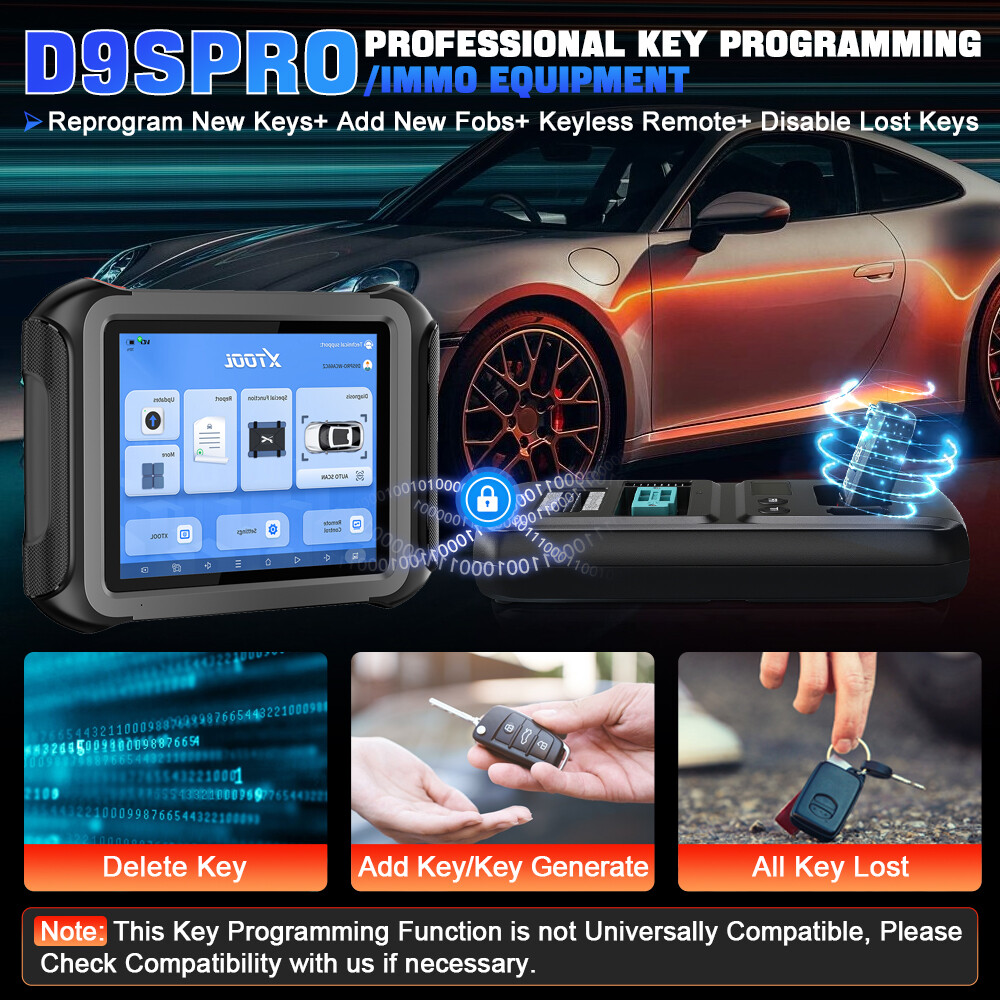 XTOOL D9SPRO ECU Programming Diagnostic Tool Bidirectional OBD2 Scanner 45 Reset