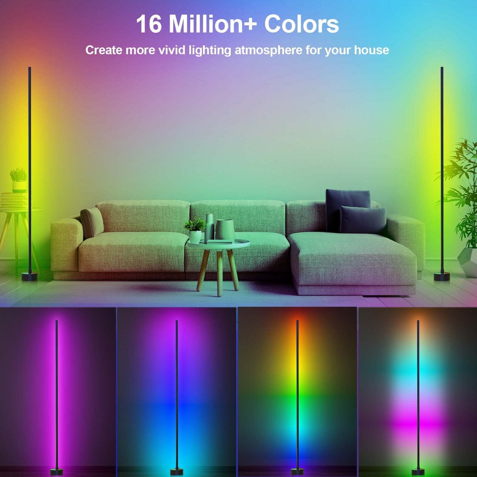 2× 47" Smart LED Floor Lamp RGB Remote & APP Control Music Sync Corner Lighting