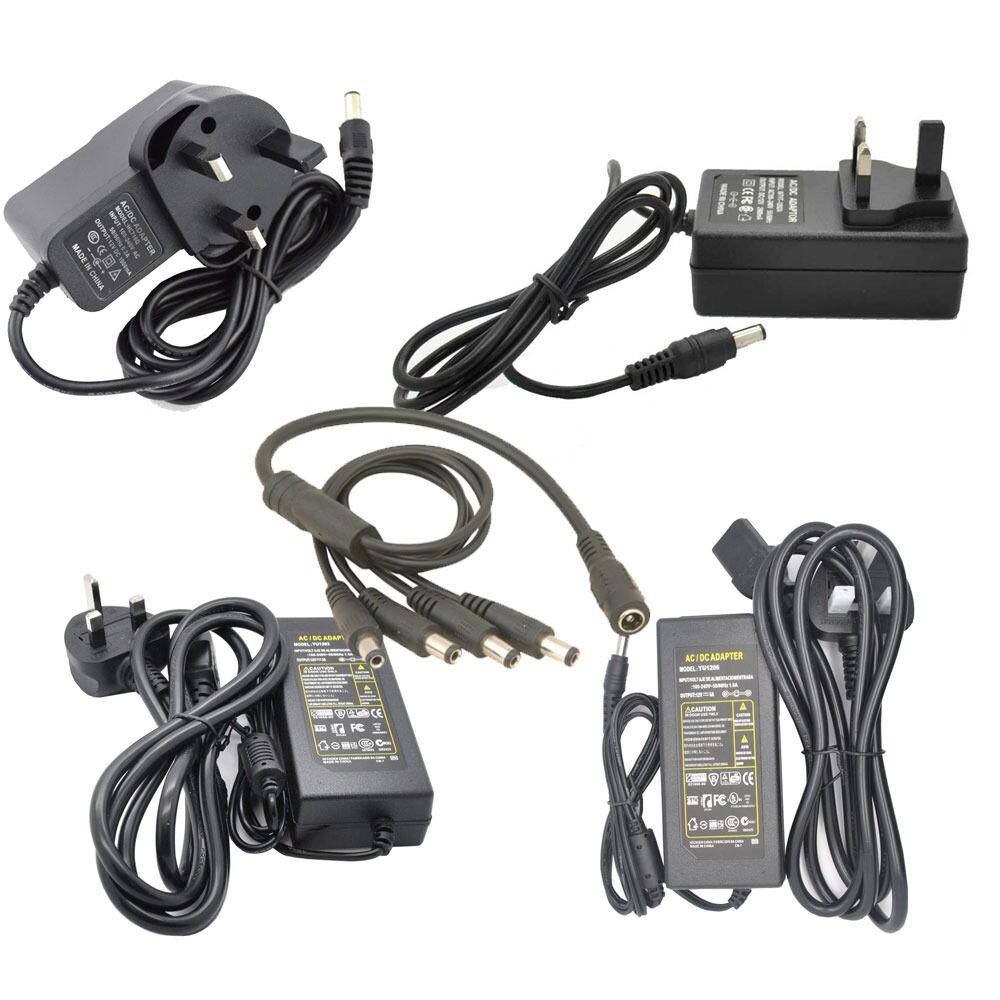 Quality 12V 1A 2 3A 5A 6A 8A + 4Way Splitter Power Supply LED Transformer