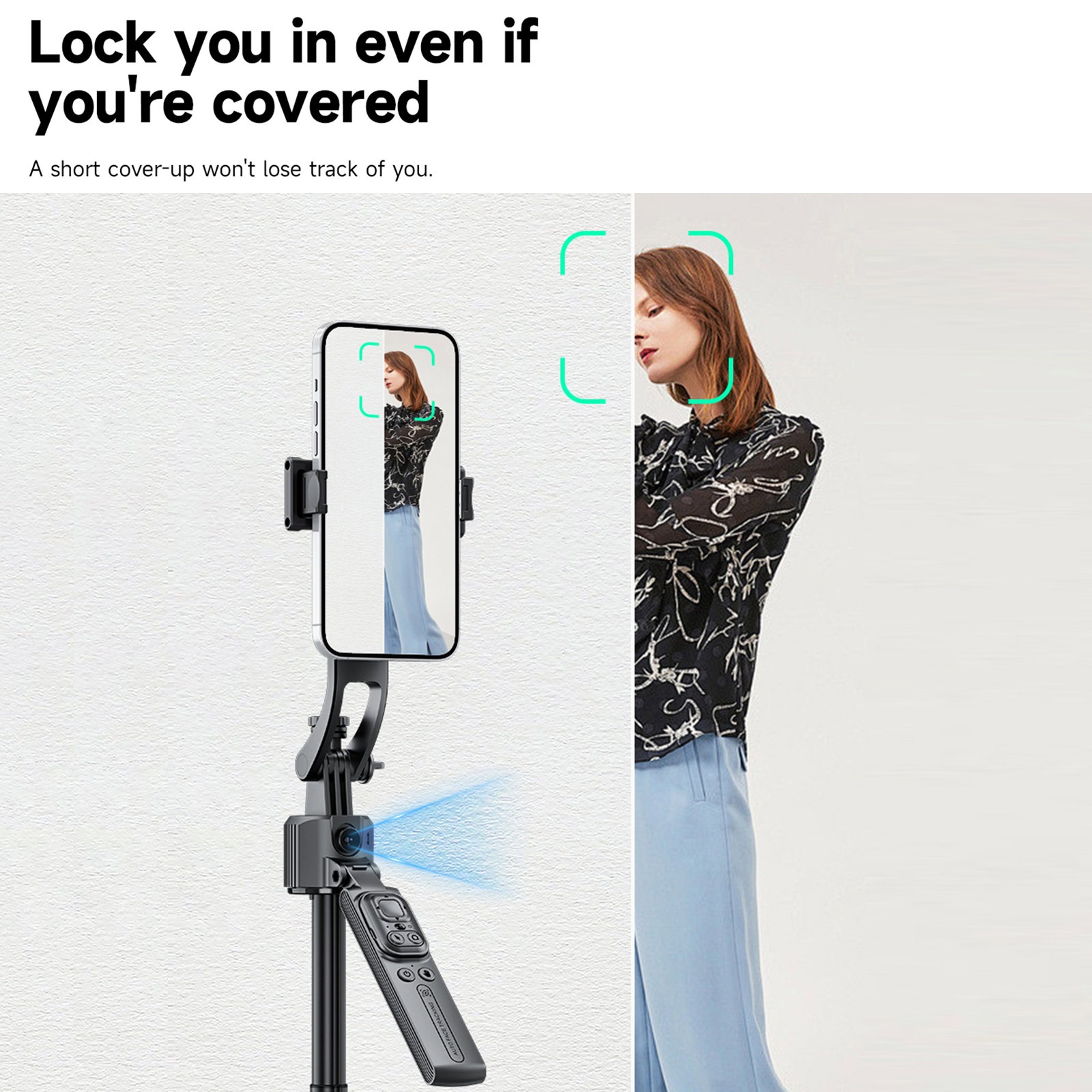 69'' Auto Face Tracking Selfie Stick Phone Tripod with Remote & Gesture Control