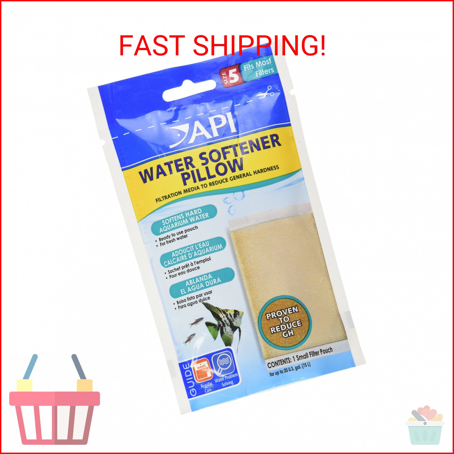 API WATER SOFTENER PILLOW Aquarium Canister Filter Filtration Pouch 1-Count Bag